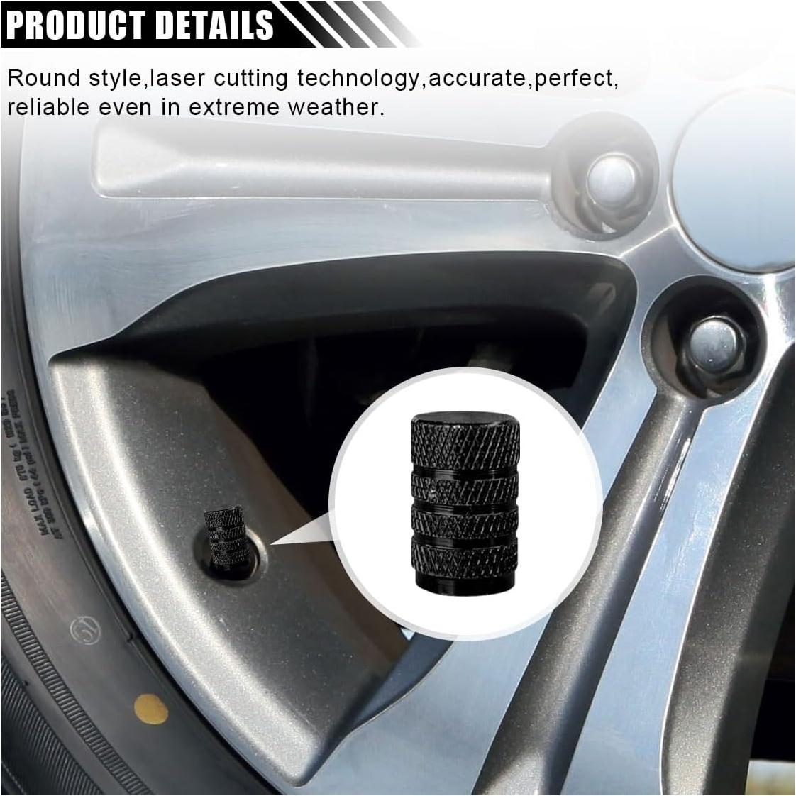 4 Tapones de Válvula de Neumático BDZMC Aluminio Negro