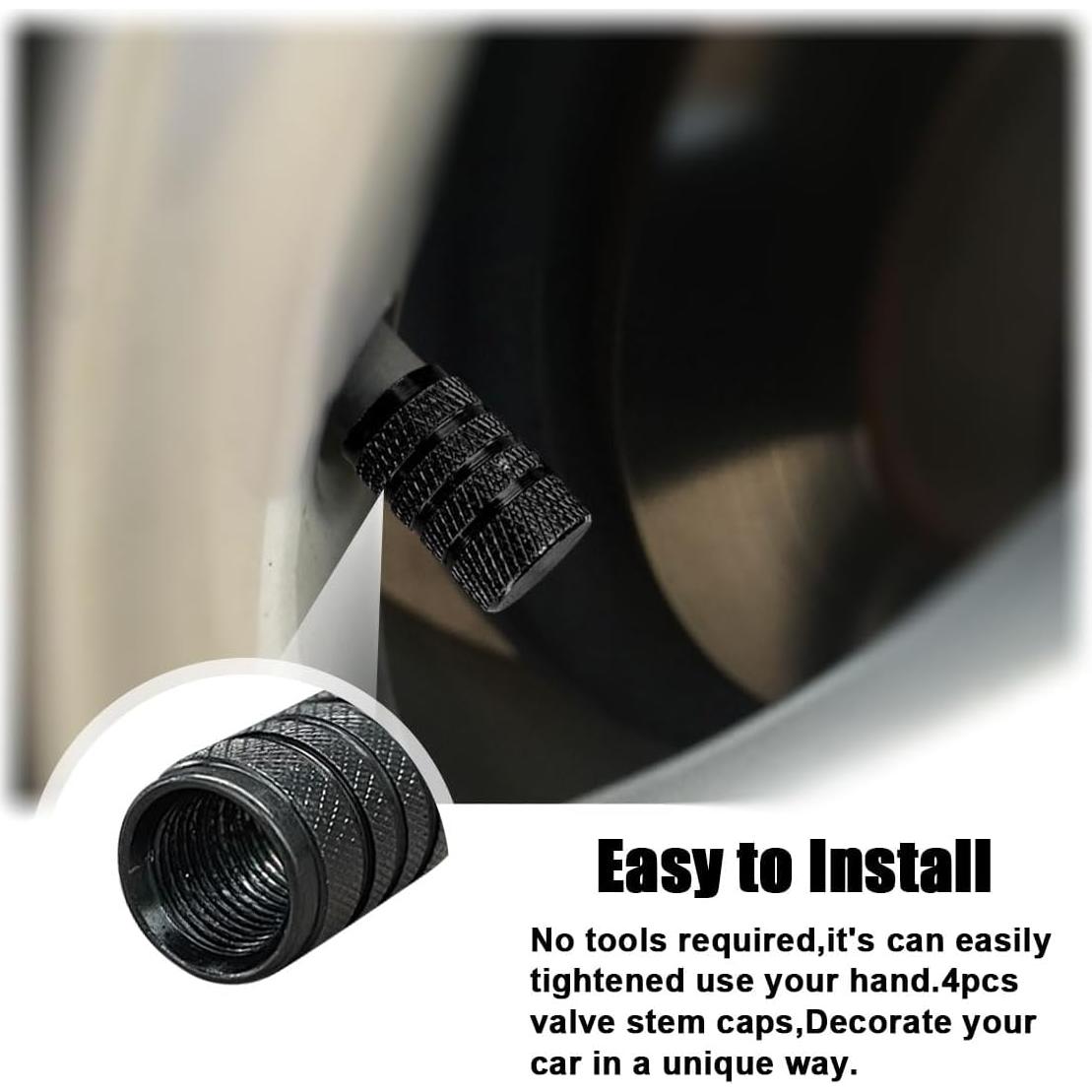 4 Tapones de Válvula de Neumático BDZMC Aluminio Negro