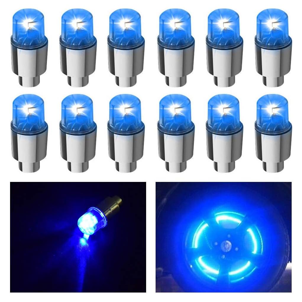 12 Luces LED para Ruedas FICBOX - Tapa de Válvula Azul
