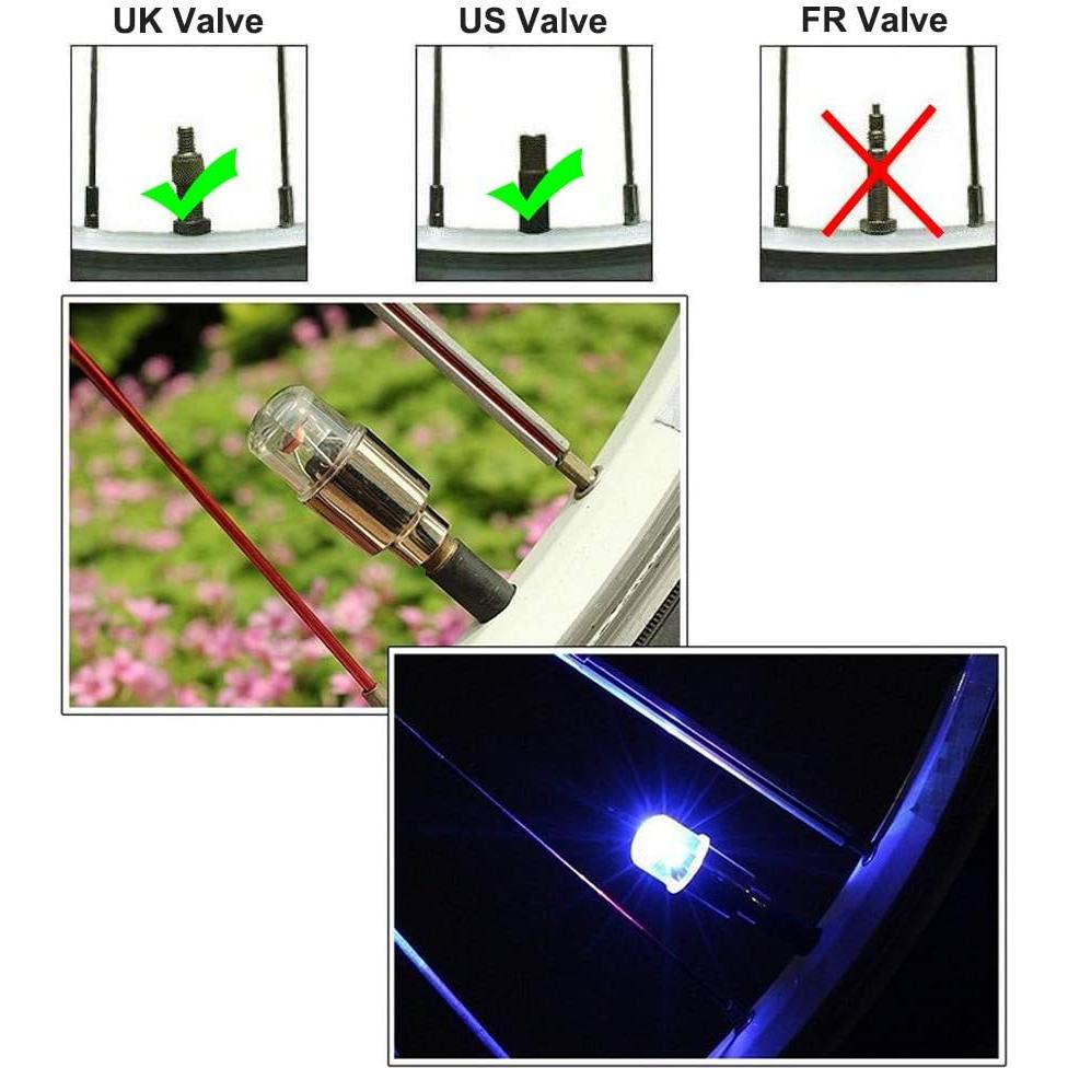 12 Luces LED para Ruedas FICBOX - Tapa de Válvula Azul