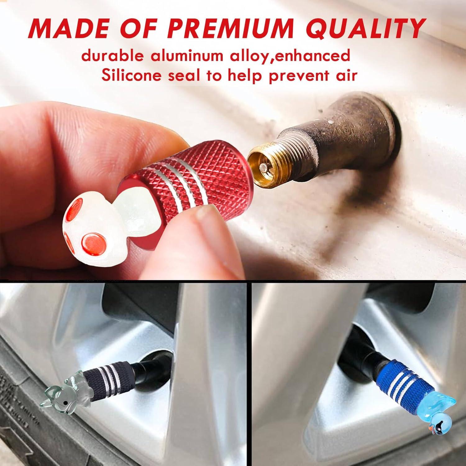 4 Tapones de Válvula de Neumático Gato Databa Aluminio Rosa