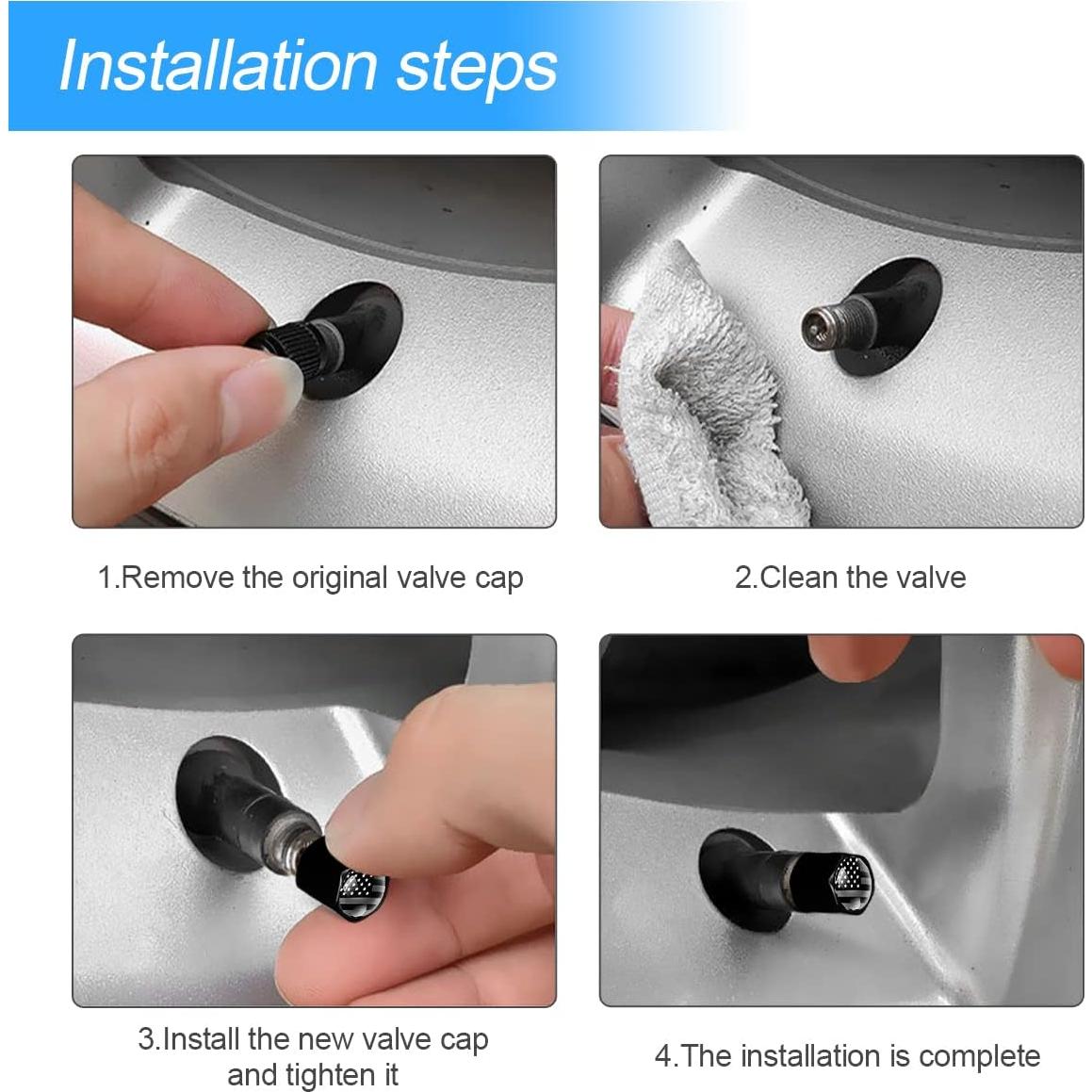 Tapas de Válvula de Neumático AUKEPO con Bandera Americana, 4 Pzas