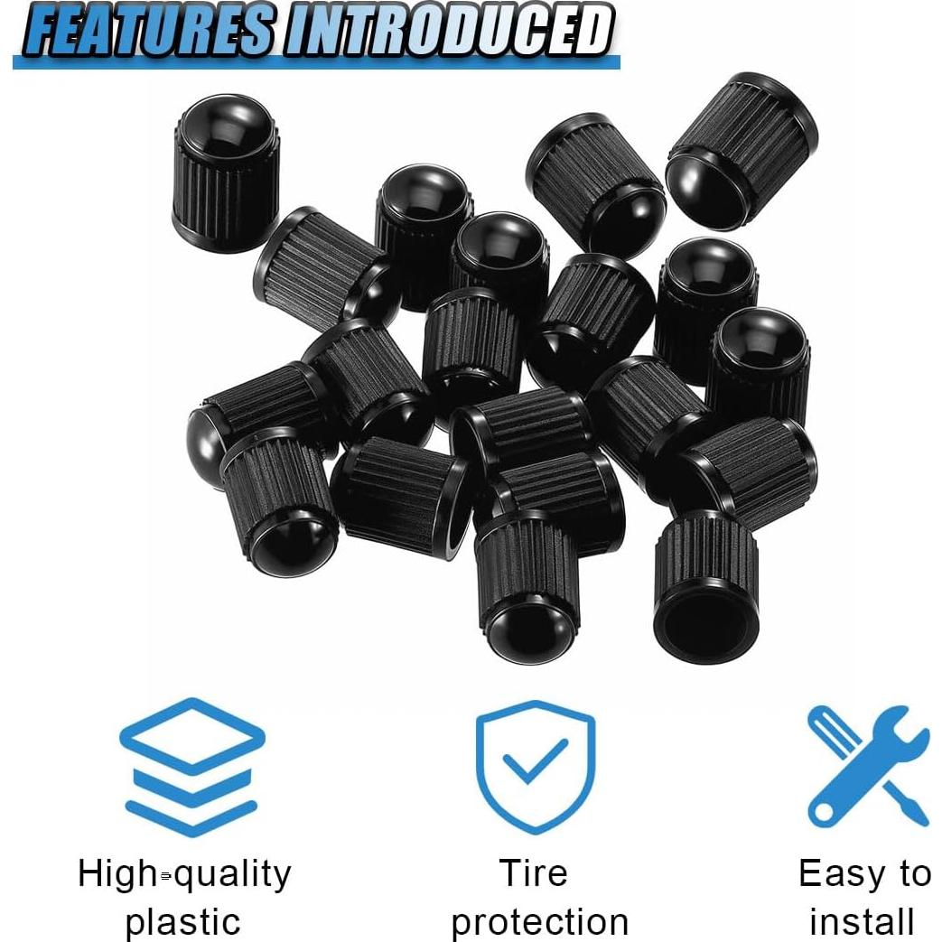 Tapas de Válvula de Neumático GAOLAOSY - 20 Piezas, Negro