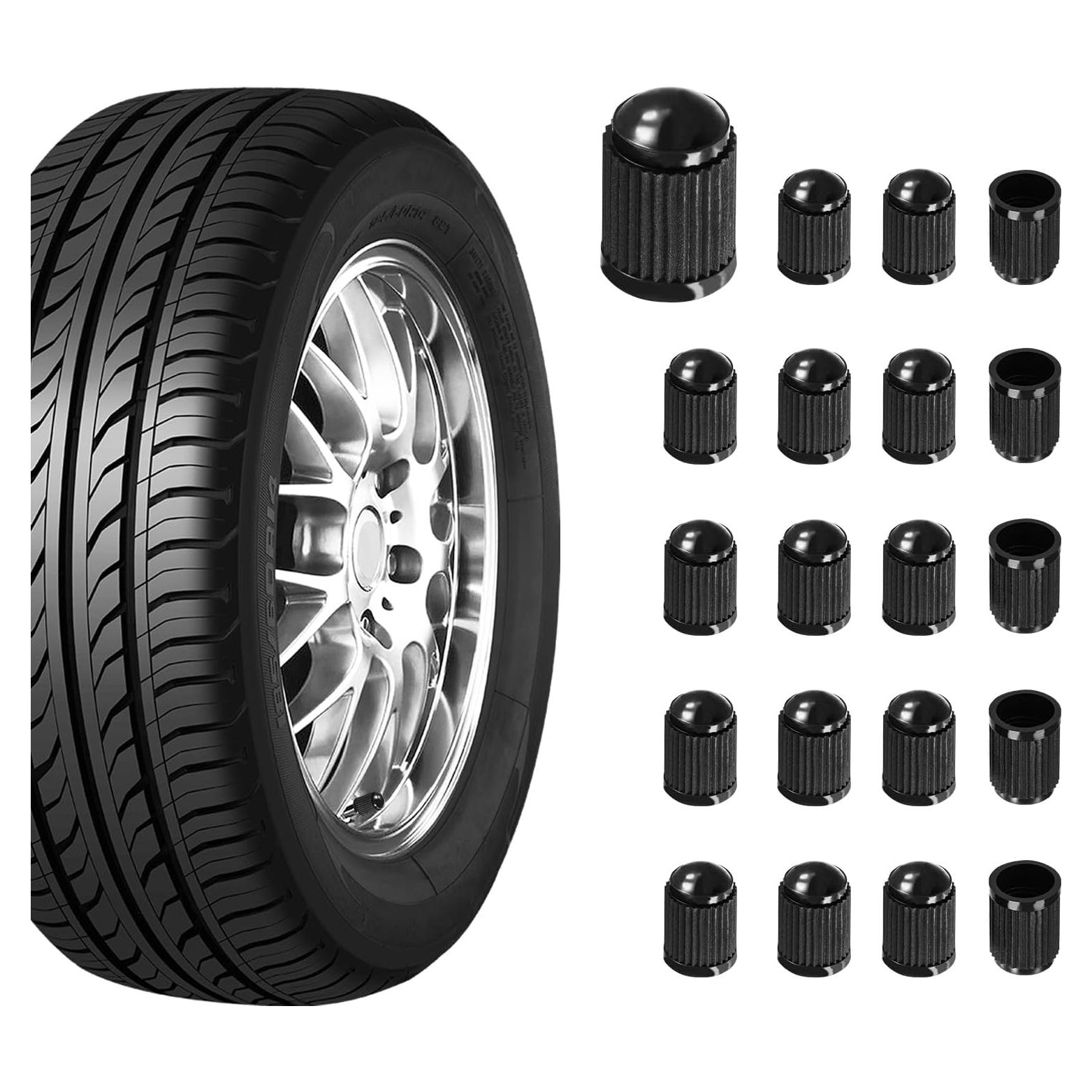 Ziciner 20 PCS Tapas de Válvula de Neumático Universal Negro
