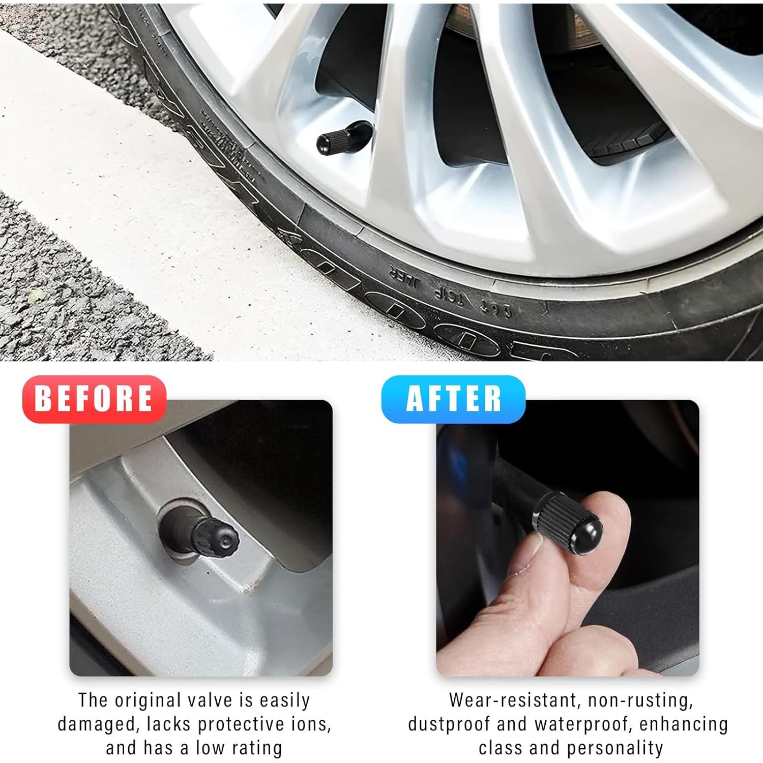 Ziciner 20 PCS Tapas de Válvula de Neumático Universal Negro