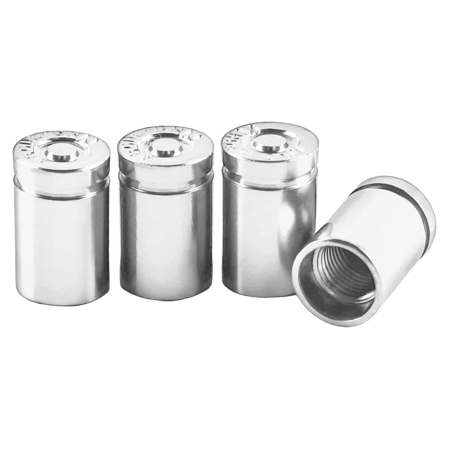 4 Tapones de Válvula de Neumático ZNDAW Aluminio Plata