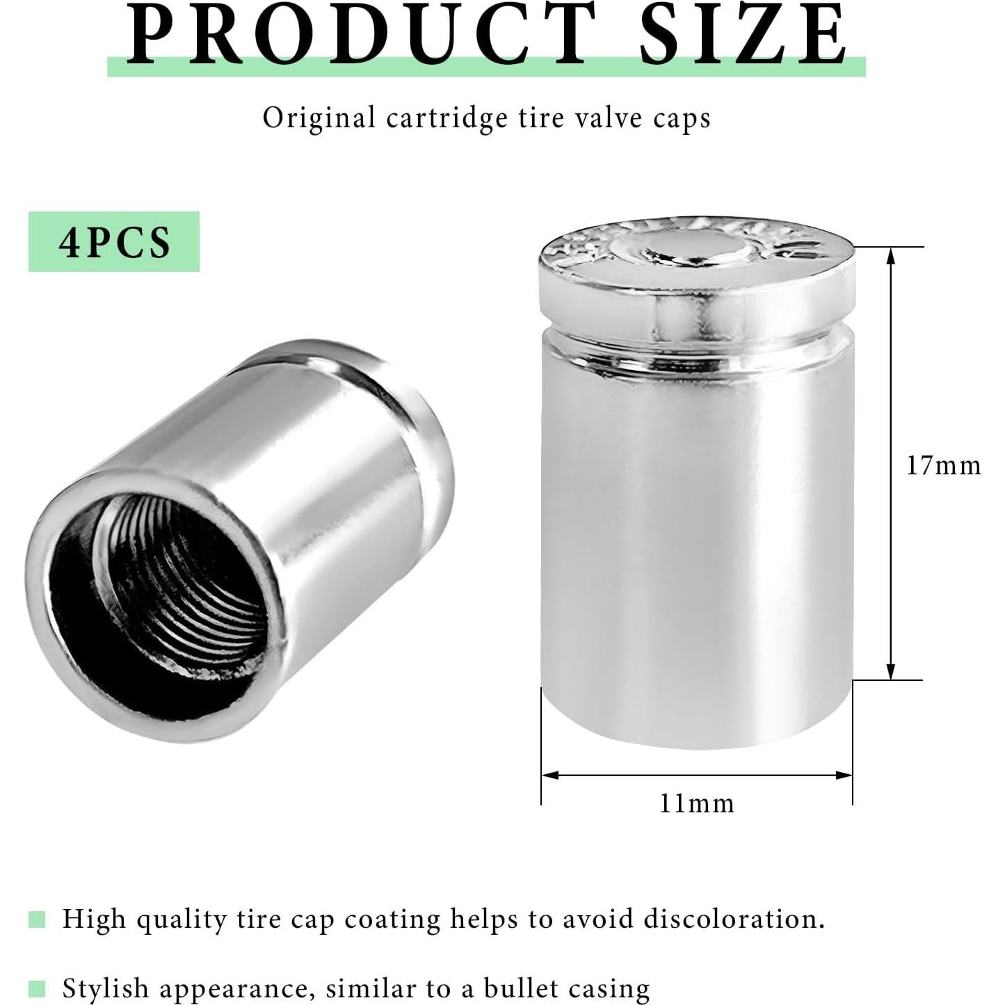 4 Tapones de Válvula de Neumático ZNDAW Aluminio Plata