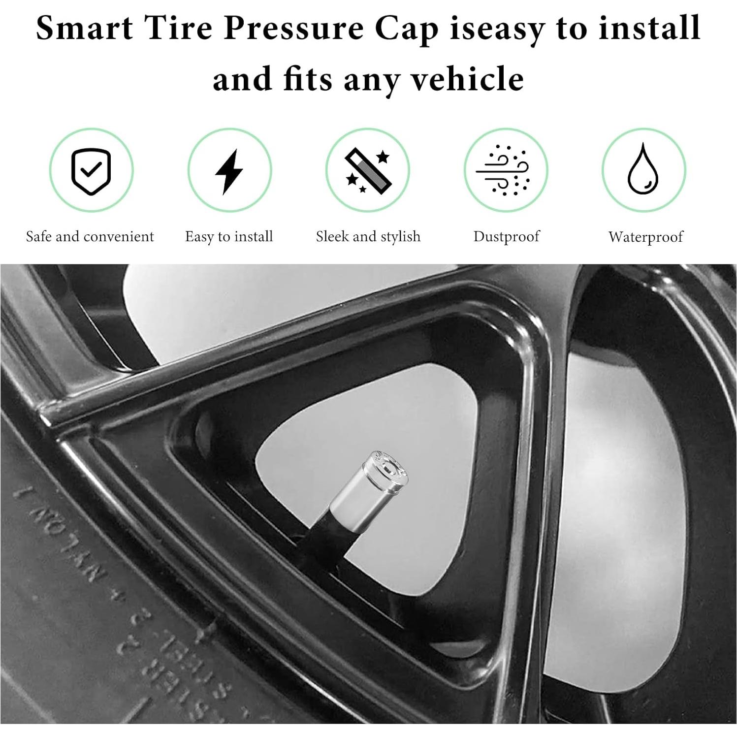 4 Tapones de Válvula de Neumático ZNDAW Aluminio Plata