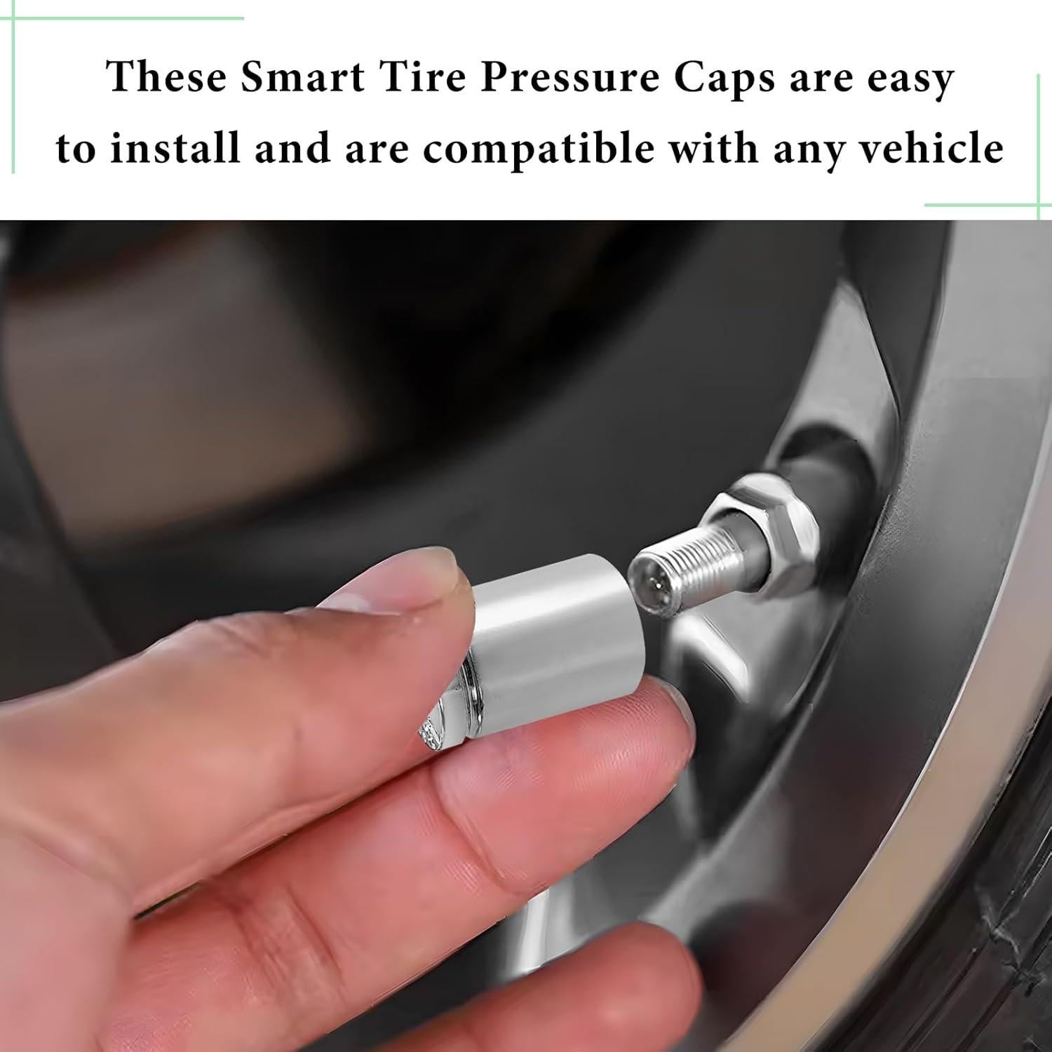 4 Tapones de Válvula de Neumático ZNDAW Aluminio Plata