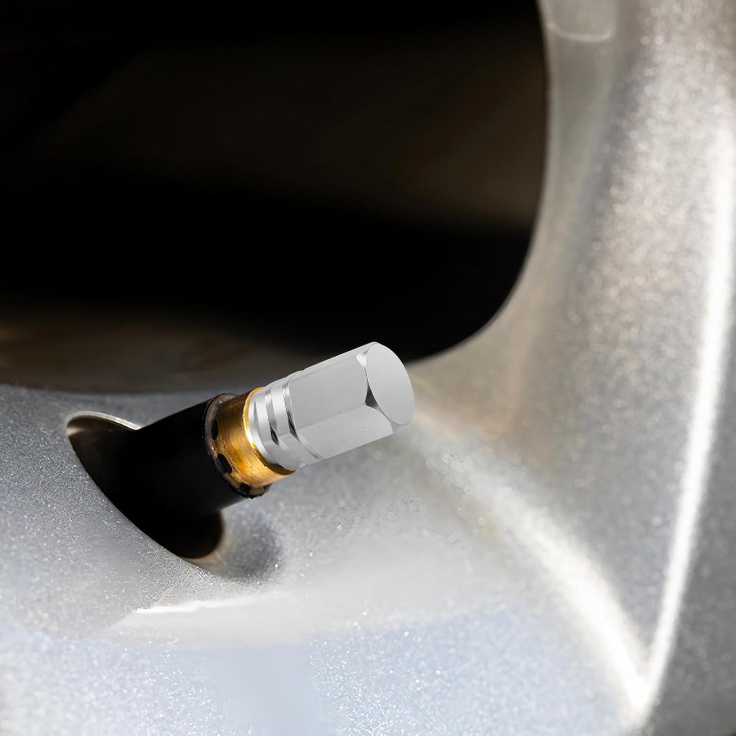 20 Tapones de Válvula de Neumático Dirvcp Aluminio Plateado