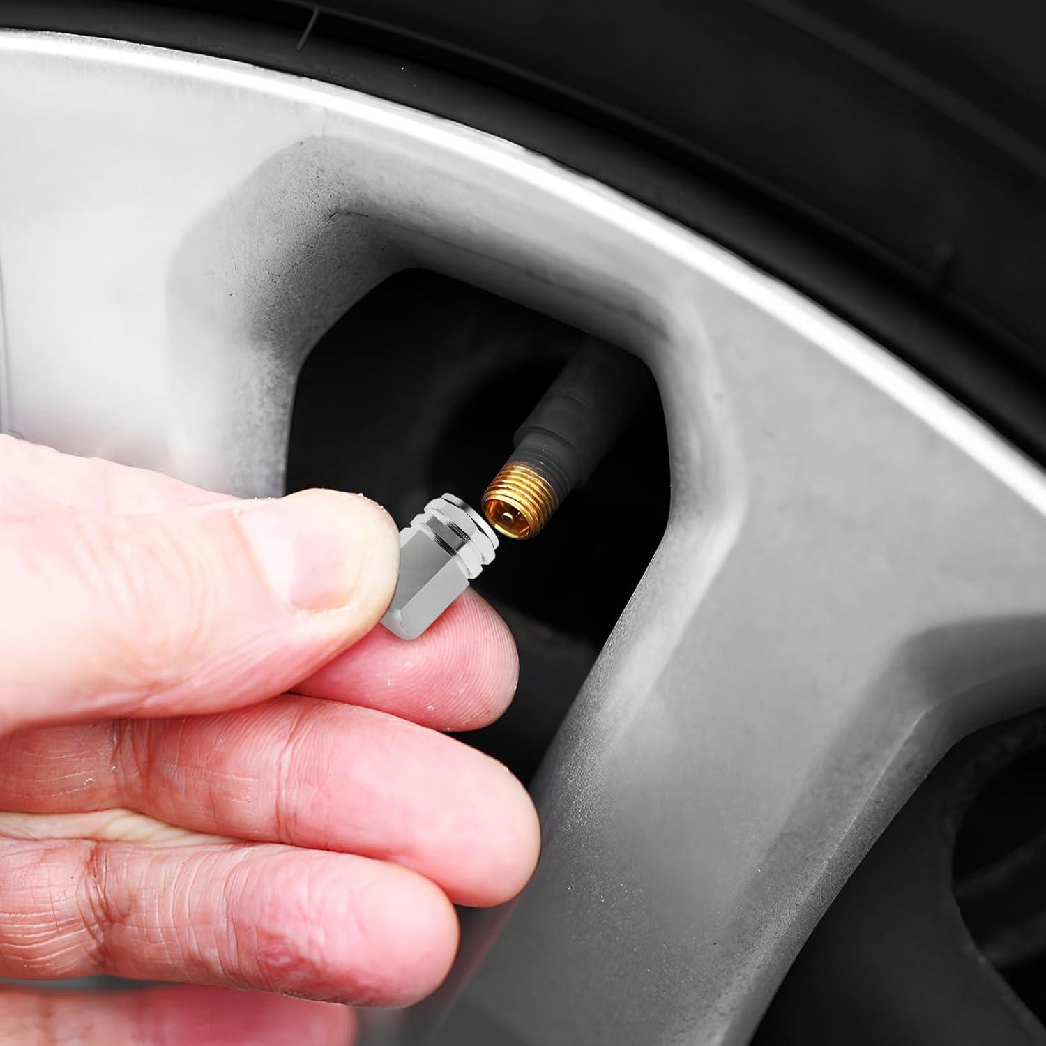 20 Tapones de Válvula de Neumático Dirvcp Aluminio Plateado