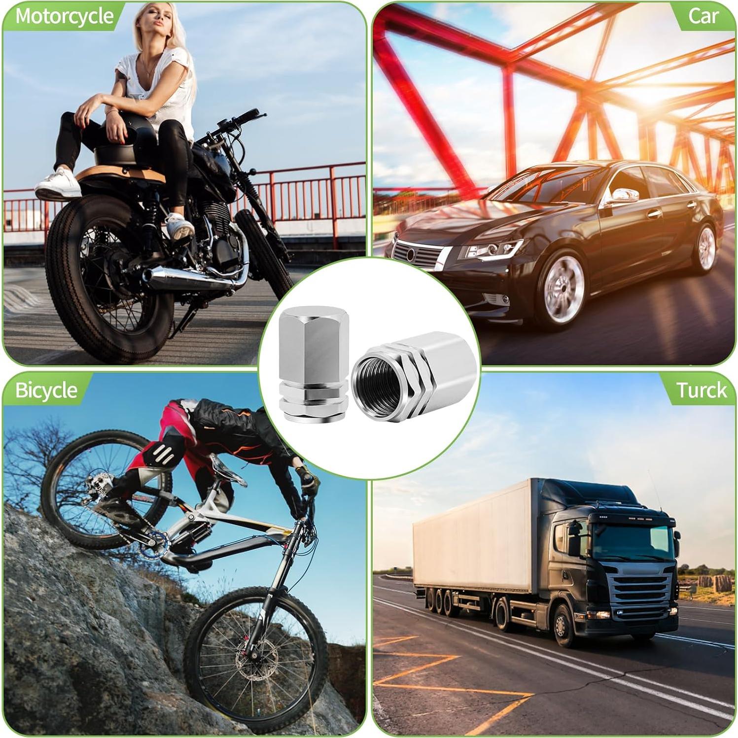 20 Tapones de Válvula de Neumático Dirvcp Aluminio Plateado