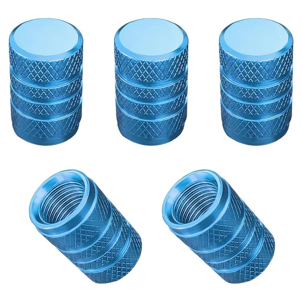 5 Tapones de Válvula de Neumático Yourkar Aluminio Azul Cielo