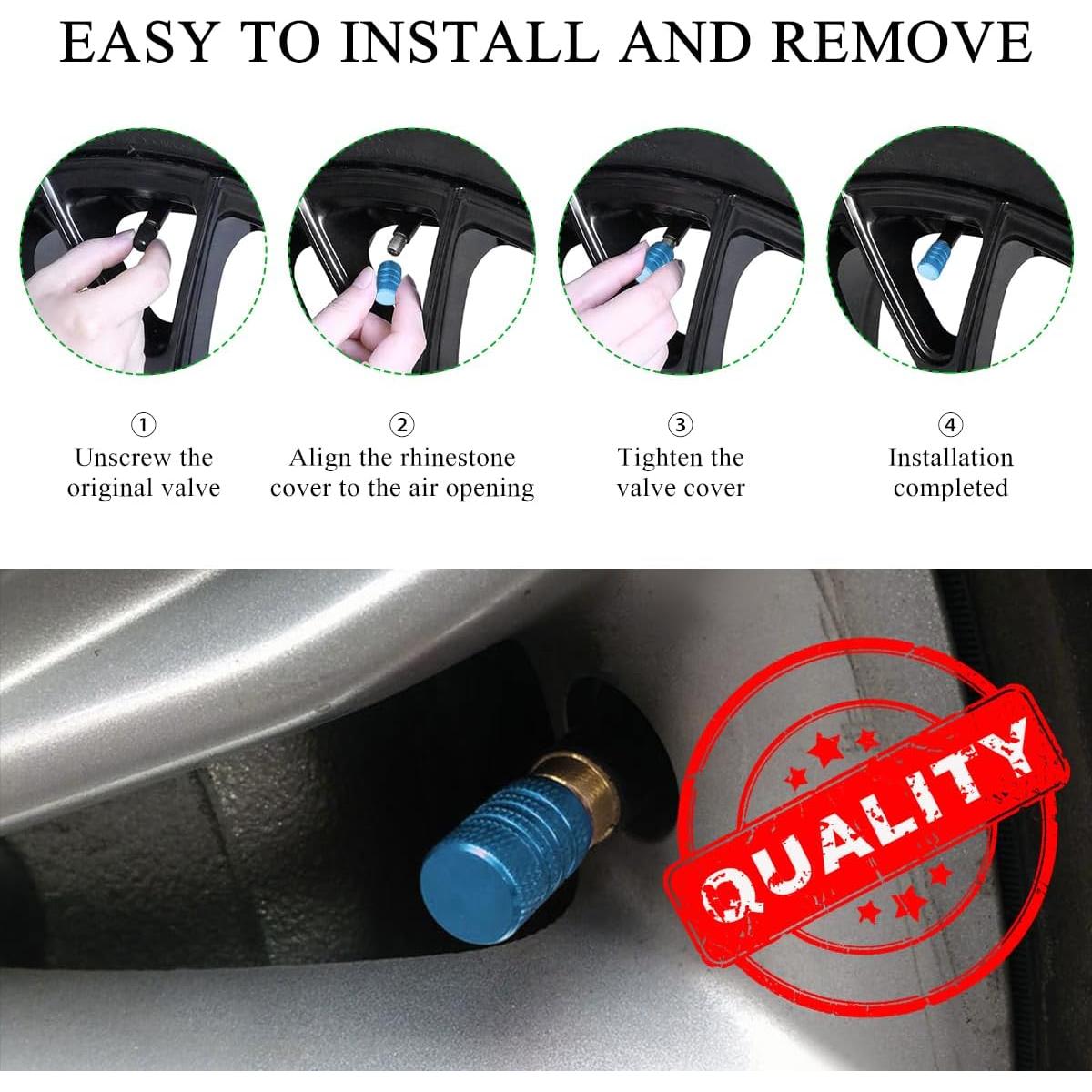 5 Tapones de Válvula de Neumático Yourkar Aluminio Azul Cielo