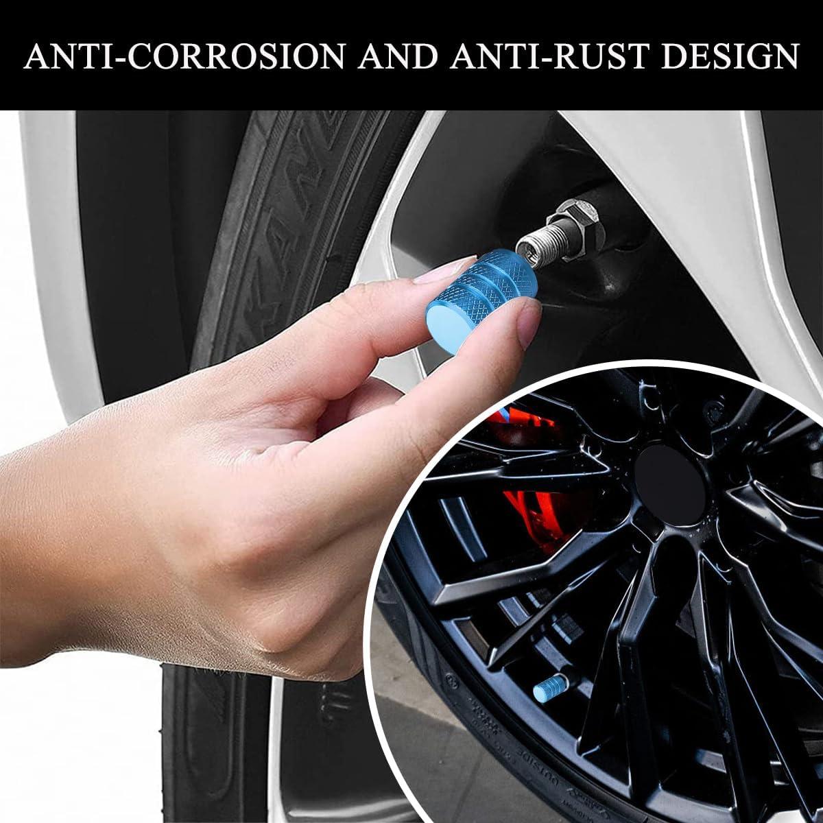 5 Tapones de Válvula de Neumático Yourkar Aluminio Azul Cielo