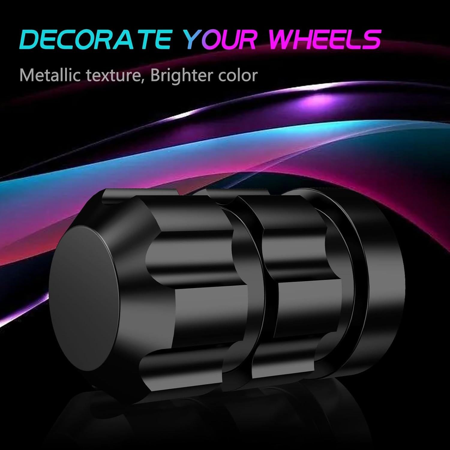 Tapas de Válvula de Neumático QUARKACE 4 Piezas Metal Negro