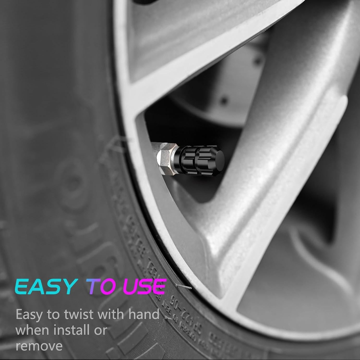 Tapas de Válvula de Neumático QUARKACE 4 Piezas Metal Negro