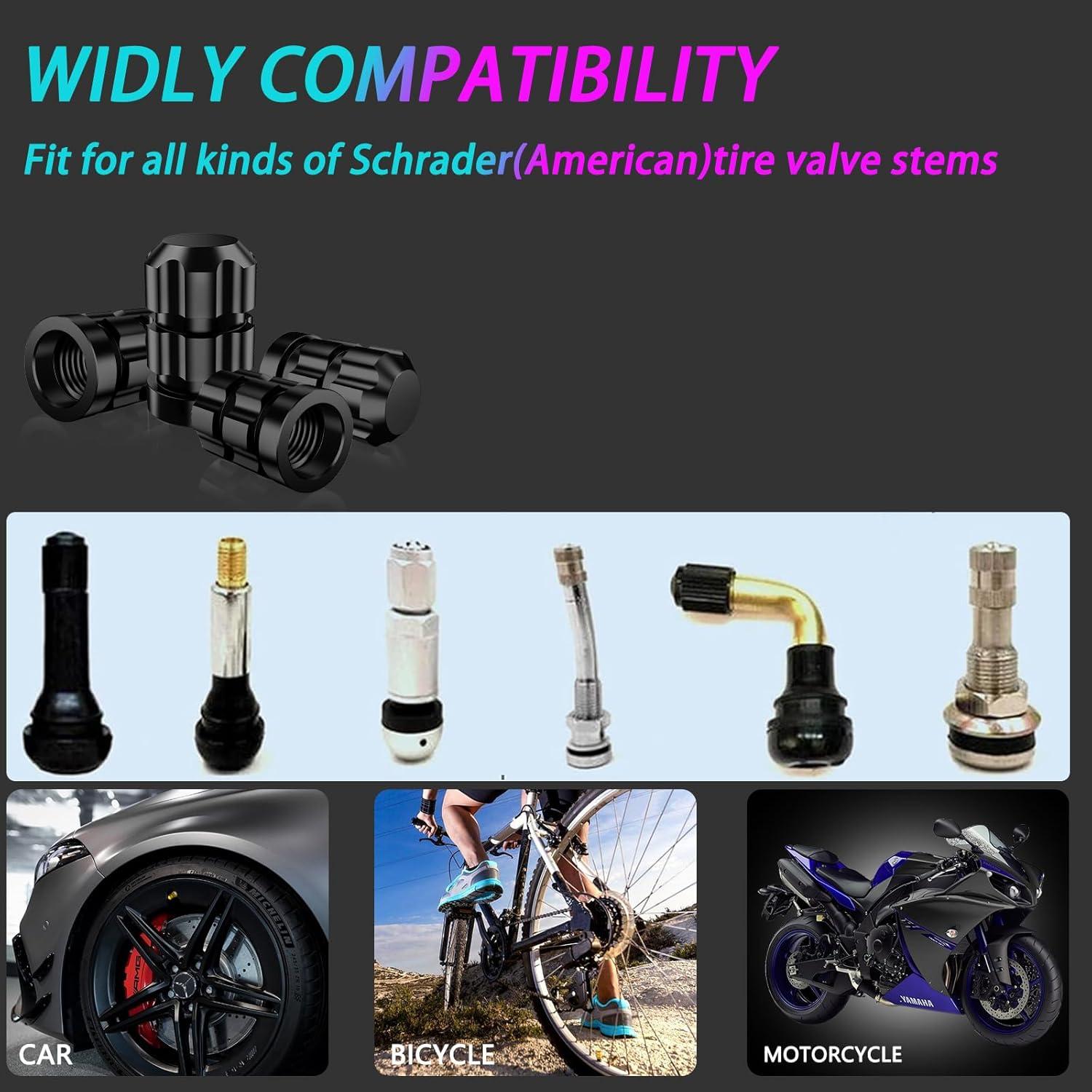 Tapas de Válvula de Neumático QUARKACE 4 Piezas Metal Negro