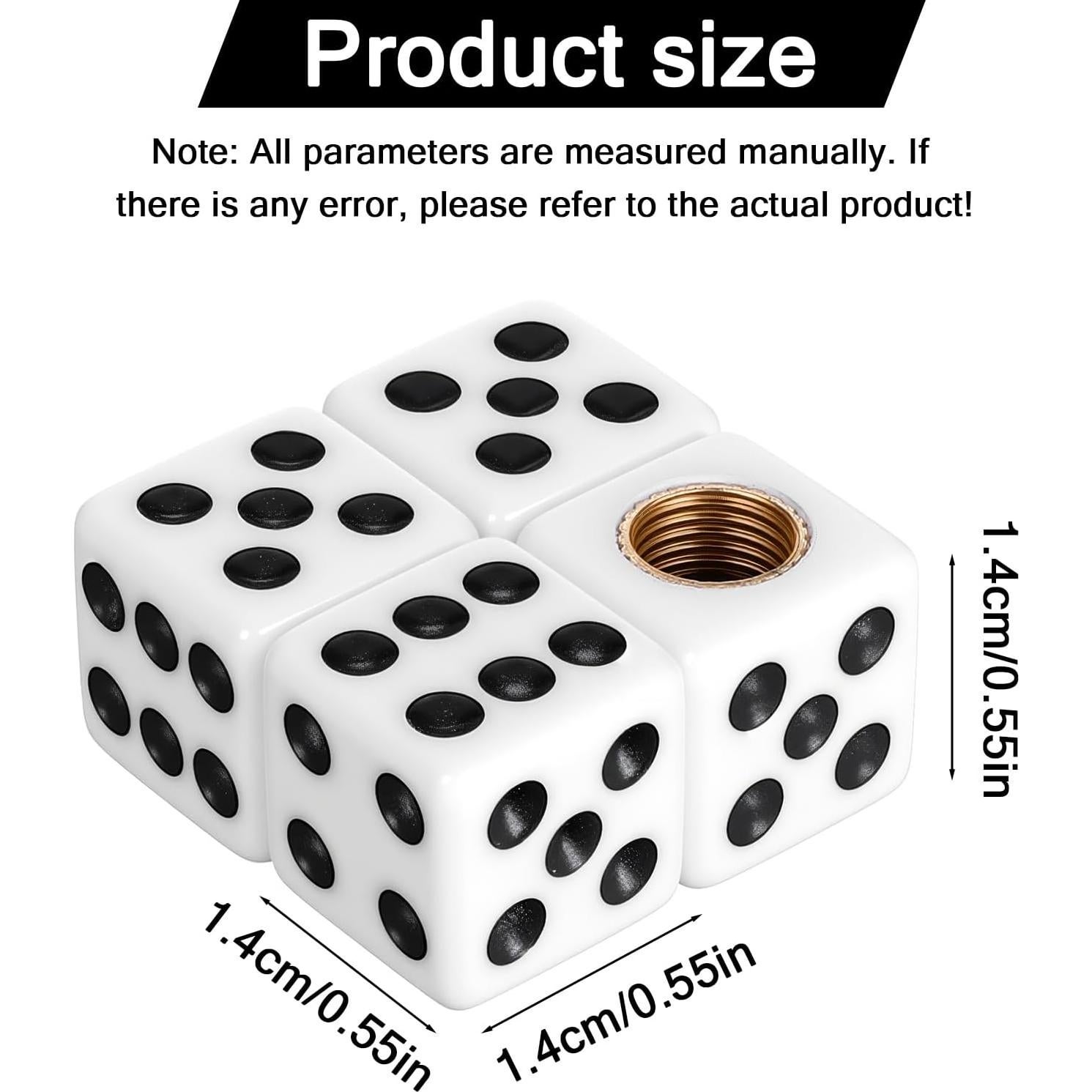 4 Tapones de Válvula de Neumático Exircy Dado Blanco Universal