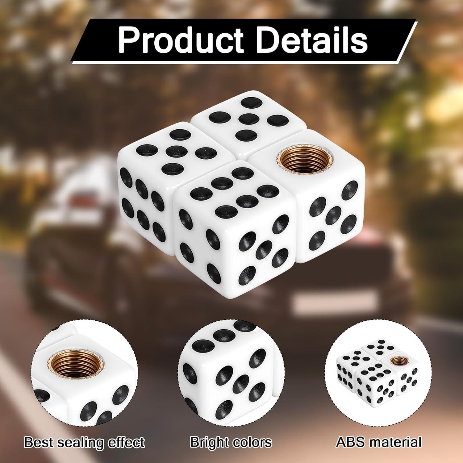 4 Tapones de Válvula de Neumático Exircy Dado Blanco Universal