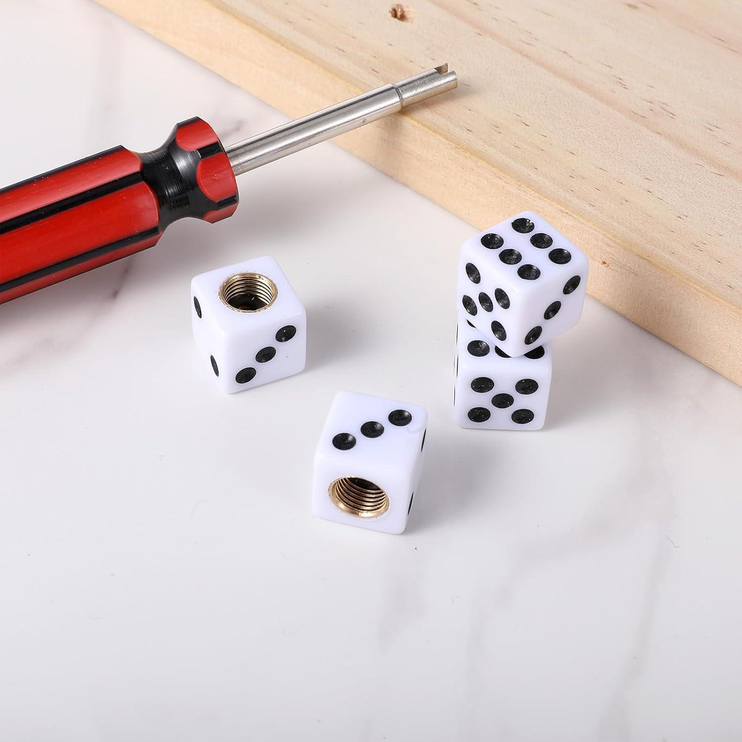 4 Tapones de Válvula de Neumático Exircy Dado Blanco Universal