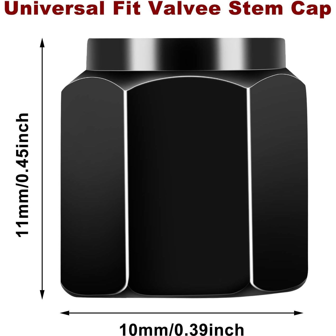 20 Tapas de Válvula de Neumático Mudder Hexagonales Negras