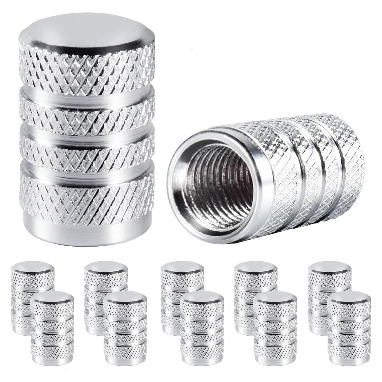 Tapas de Válvula de Neumático SenseYo 10 Pcs Aluminio Plata