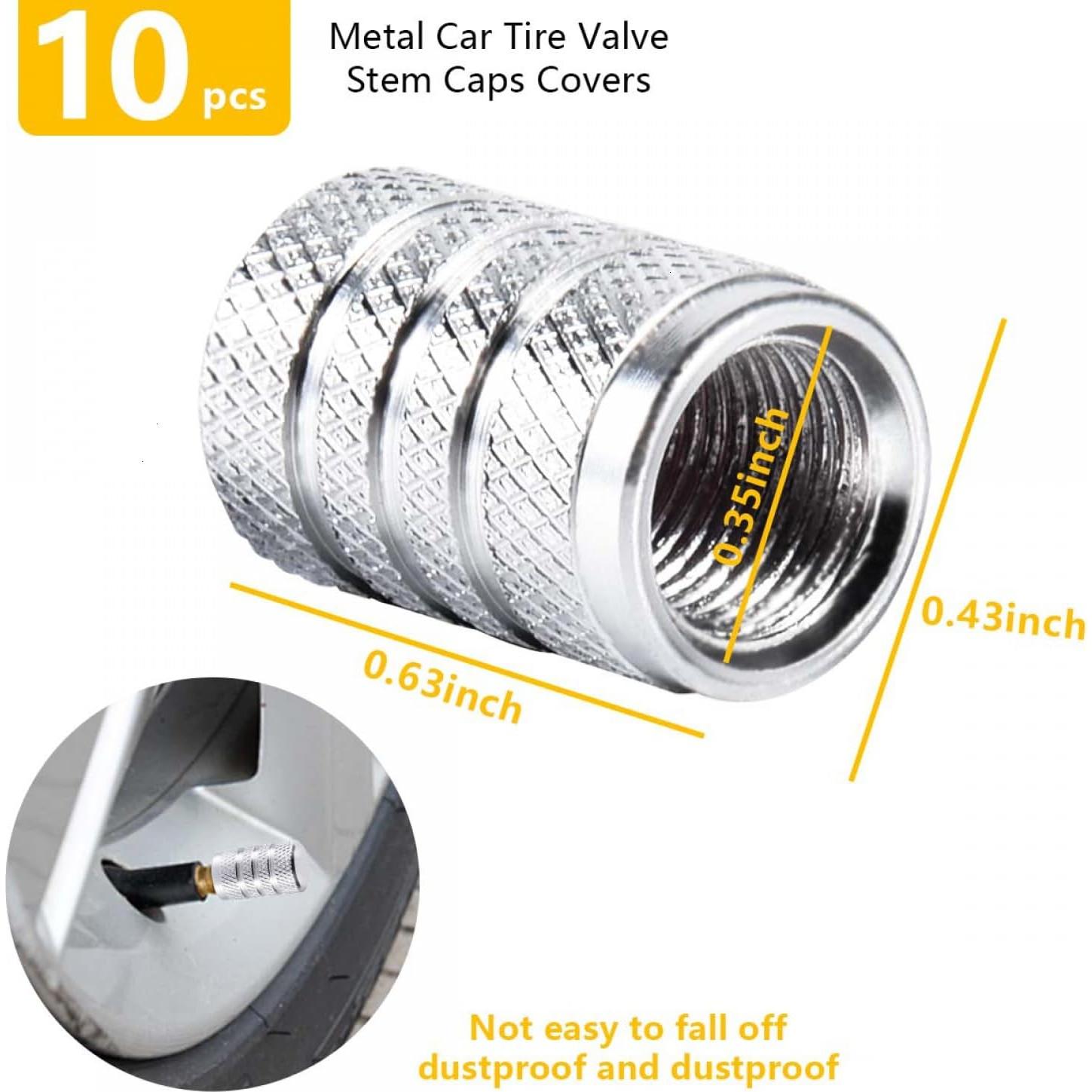 Tapas de Válvula de Neumático SenseYo 10 Pcs Aluminio Plata