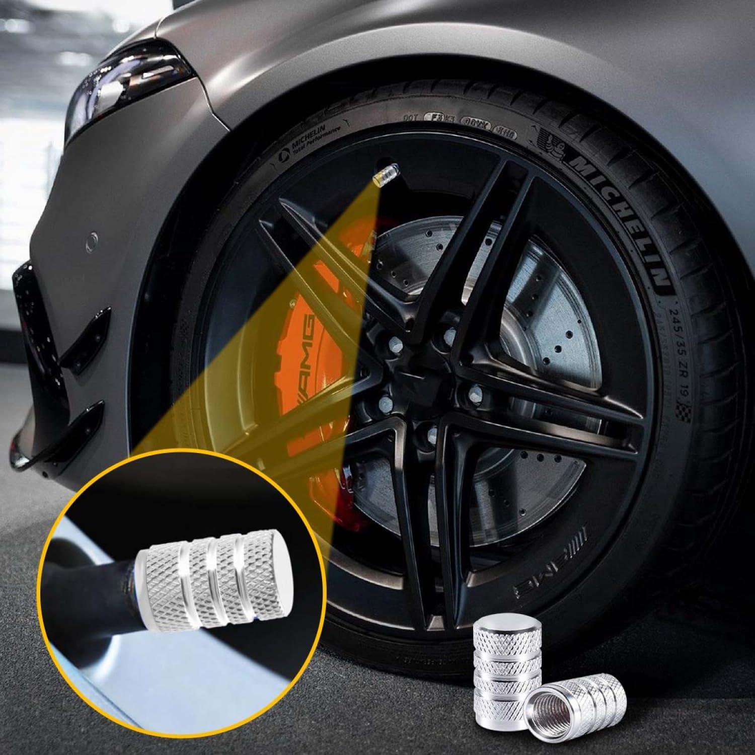 Tapas de Válvula de Neumático SenseYo 10 Pcs Aluminio Plata