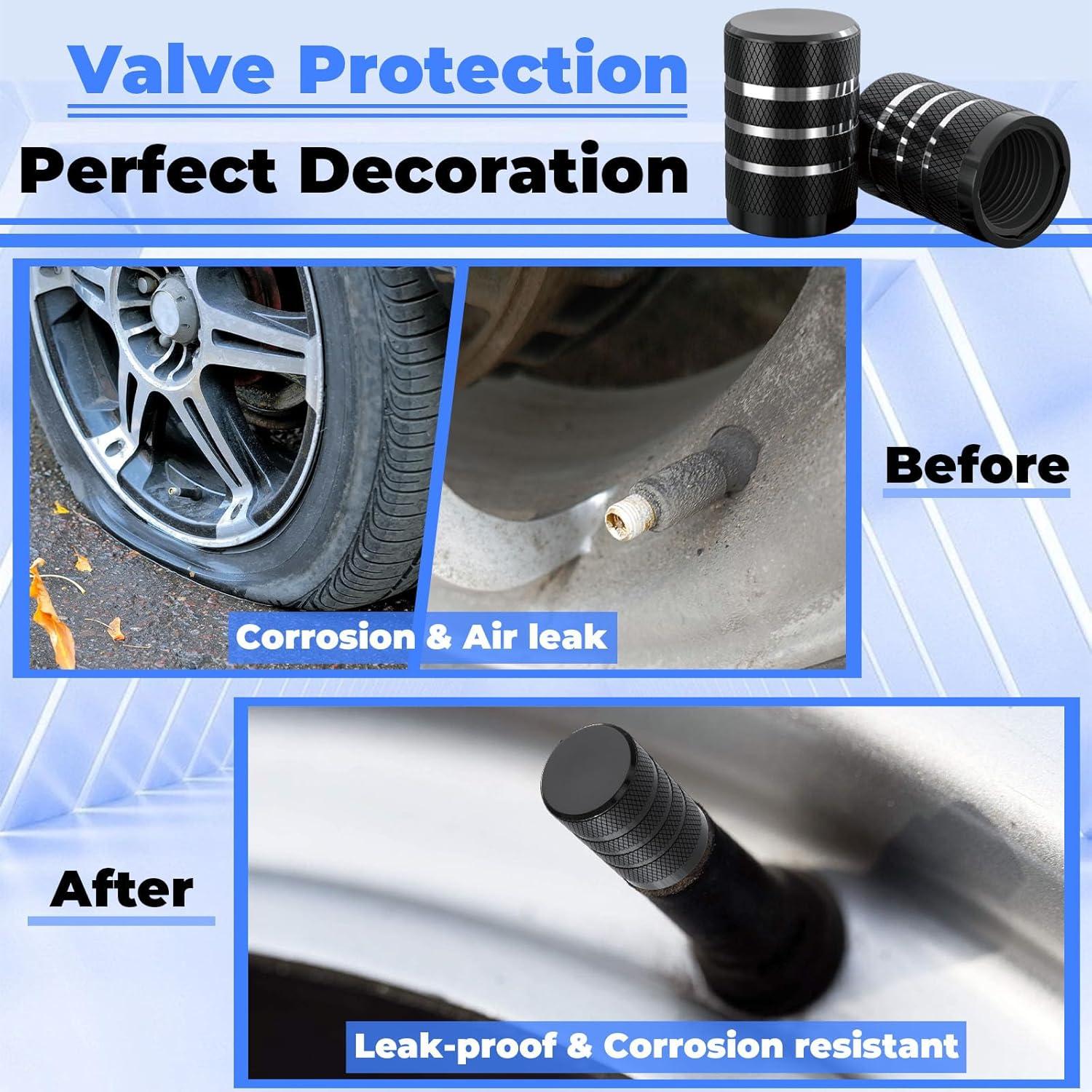 12 Tapones de Válvula de Neumático BFXM Universales Negros