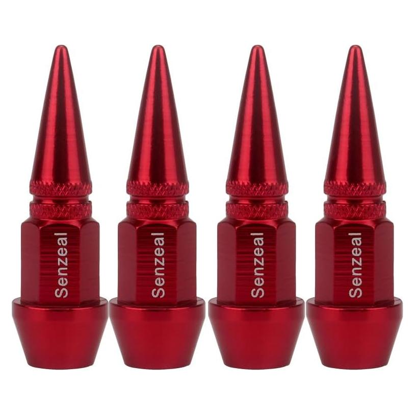 Tapones de Válvula de Neumático Senzeal Aluminio Rojo 4 Piezas