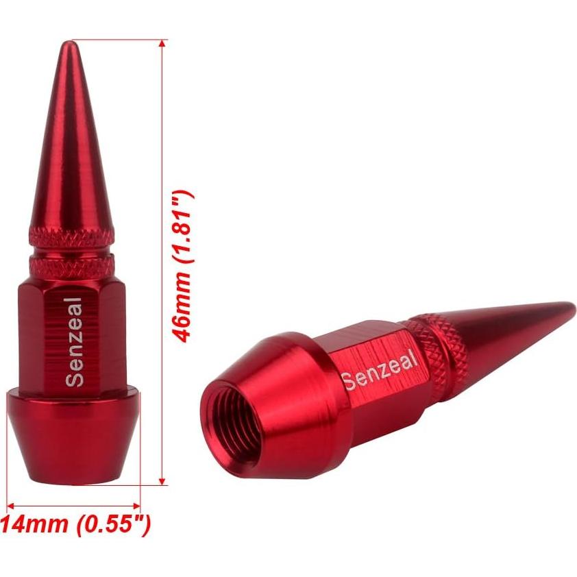 Tapones de Válvula de Neumático Senzeal Aluminio Rojo 4 Piezas
