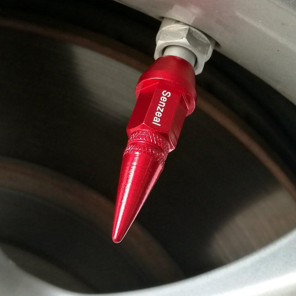 Tapones de Válvula de Neumático Senzeal Aluminio Rojo 4 Piezas