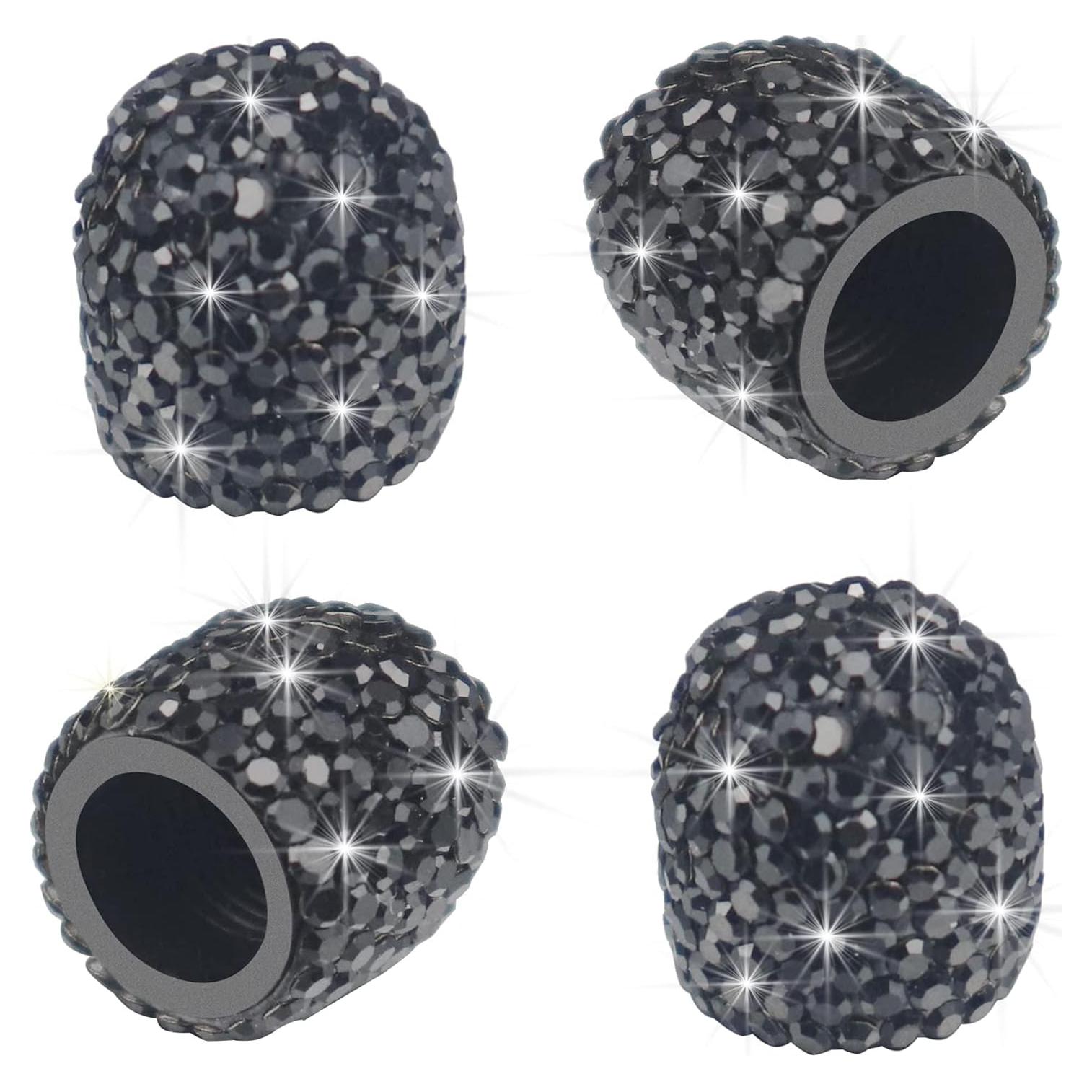 Tapa de Válvula Bling Sikawai Negro Brillante Universal 2 Piezas