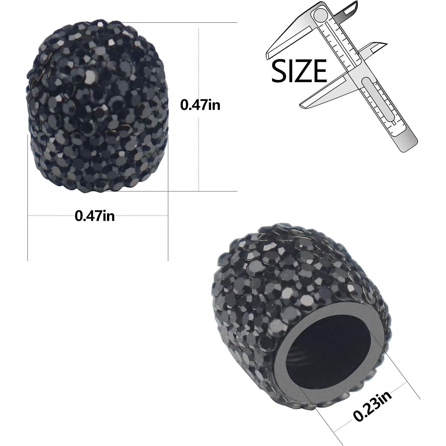 Tapa de Válvula Bling Sikawai Negro Brillante Universal 2 Piezas