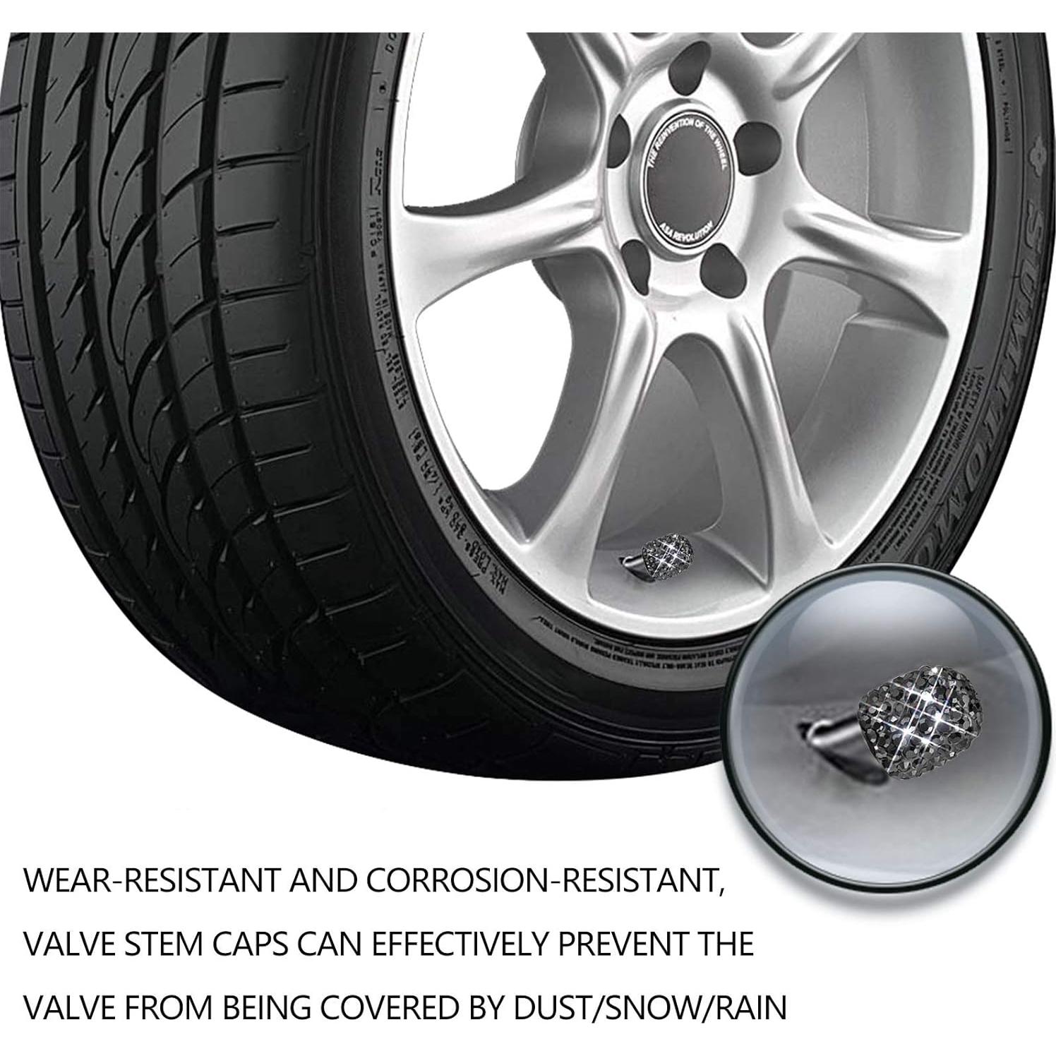 Tapa de Válvula Bling Sikawai Negro Brillante Universal 2 Piezas