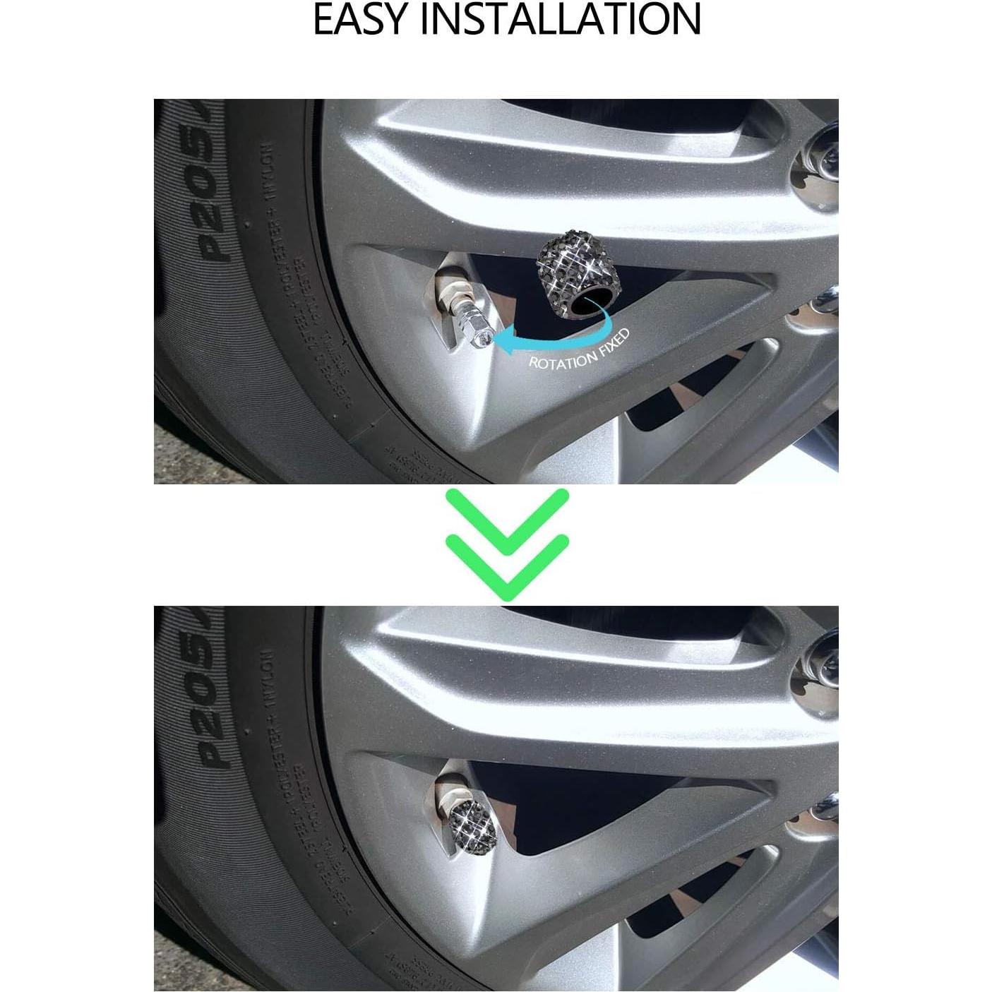 Tapa de Válvula Bling Sikawai Negro Brillante Universal 2 Piezas