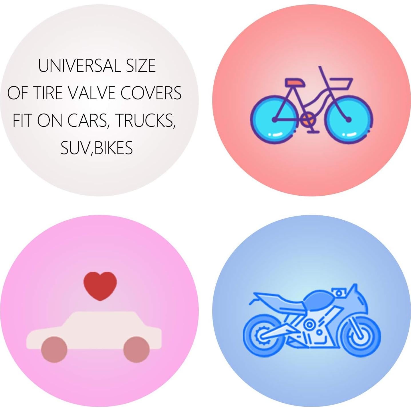 Tapa de Válvula Bling Sikawai Negro Brillante Universal 2 Piezas