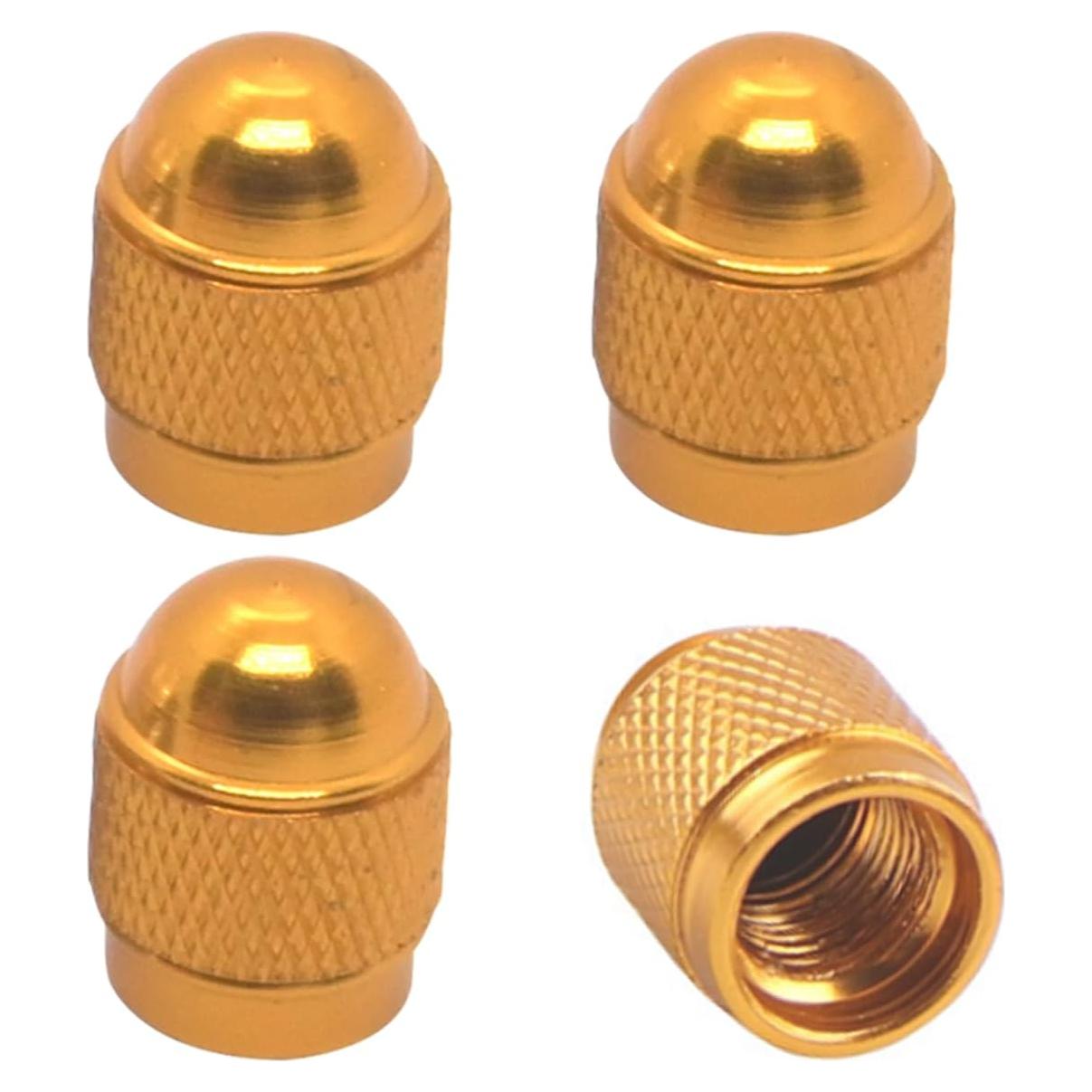 4PCS Bullet Style Tire Valve Stem Caps, Corrosion Resistant Aluminum Alloy Dustproof Car Wheel Tire Valve Caps, Universal Valve Stem Covers for Cars, SUVs, Trucks, Motorcycles, Bikes (Gold)