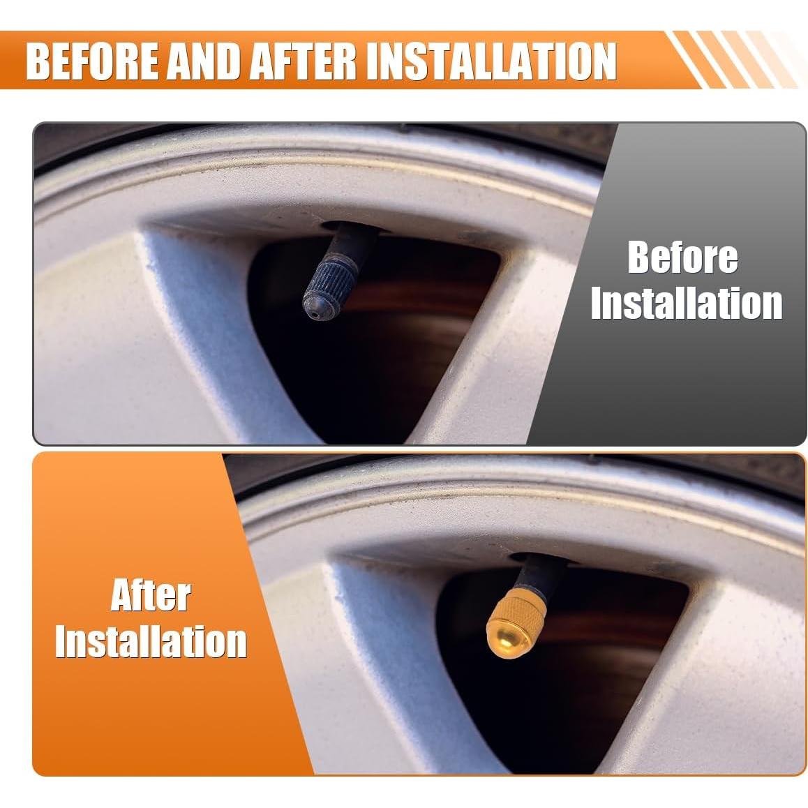 4PCS Bullet Style Tire Valve Stem Caps, Corrosion Resistant Aluminum Alloy Dustproof Car Wheel Tire Valve Caps, Universal Valve Stem Covers for Cars, SUVs, Trucks, Motorcycles, Bikes (Gold)