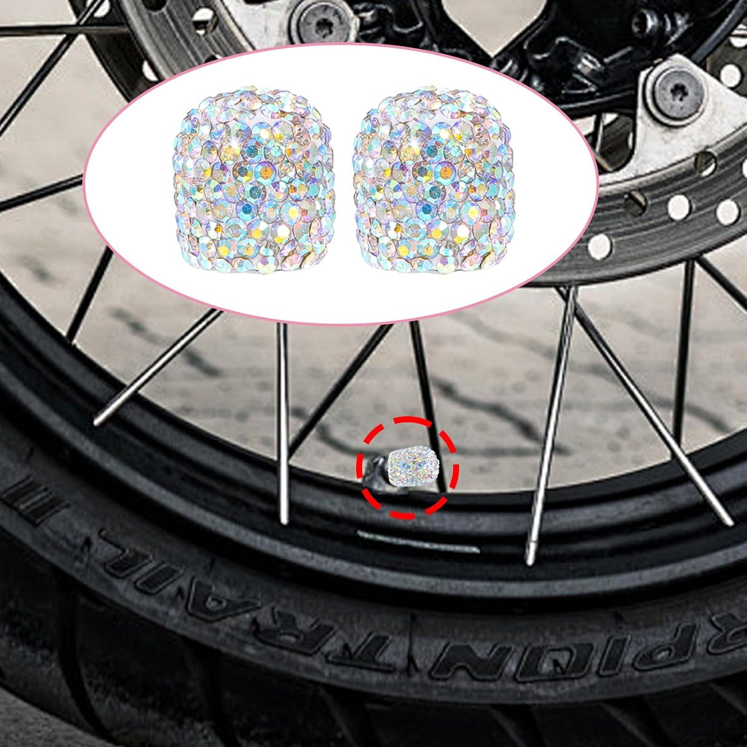 8 Tapas de Válvula de Neumático Brillantes ZEYIYER Rhinestone AB