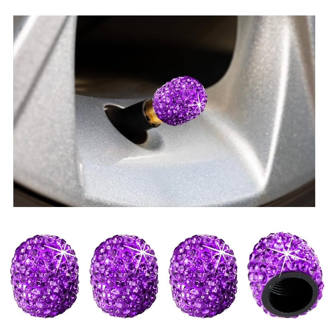 4 Tapas de Válvula de Neumático Brillantes Gasedin Púrpura