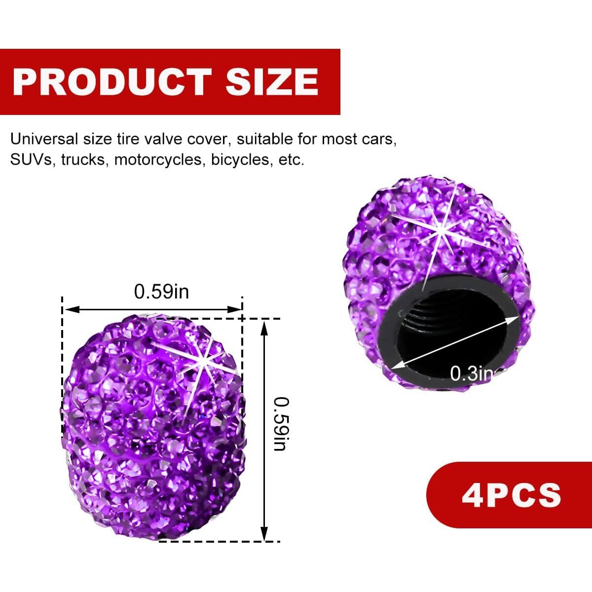 4 Tapas de Válvula de Neumático Brillantes Gasedin Púrpura