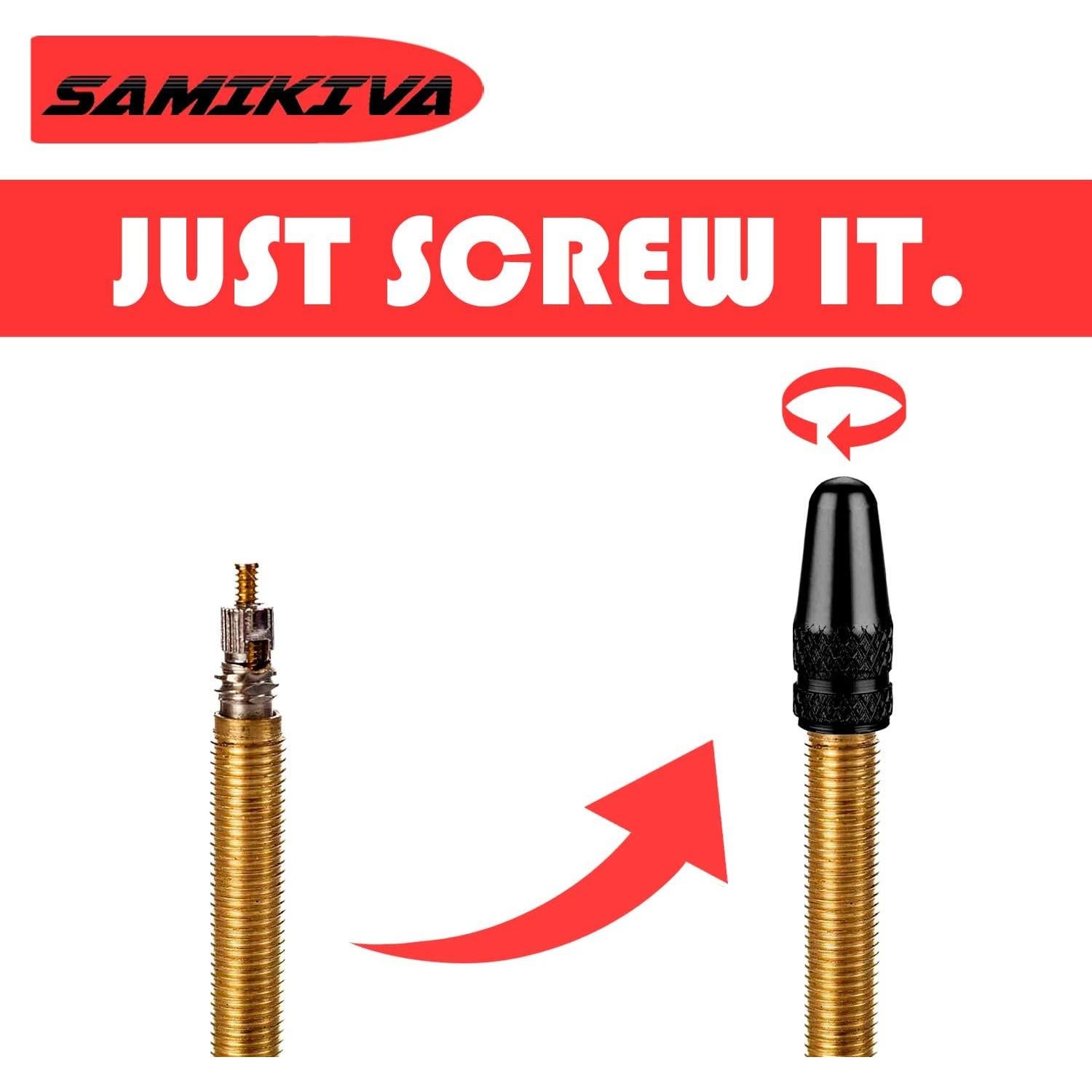 Paquete de 10 tapas de válvula Presta SAMIKIVA aluminio rojo y púrpura