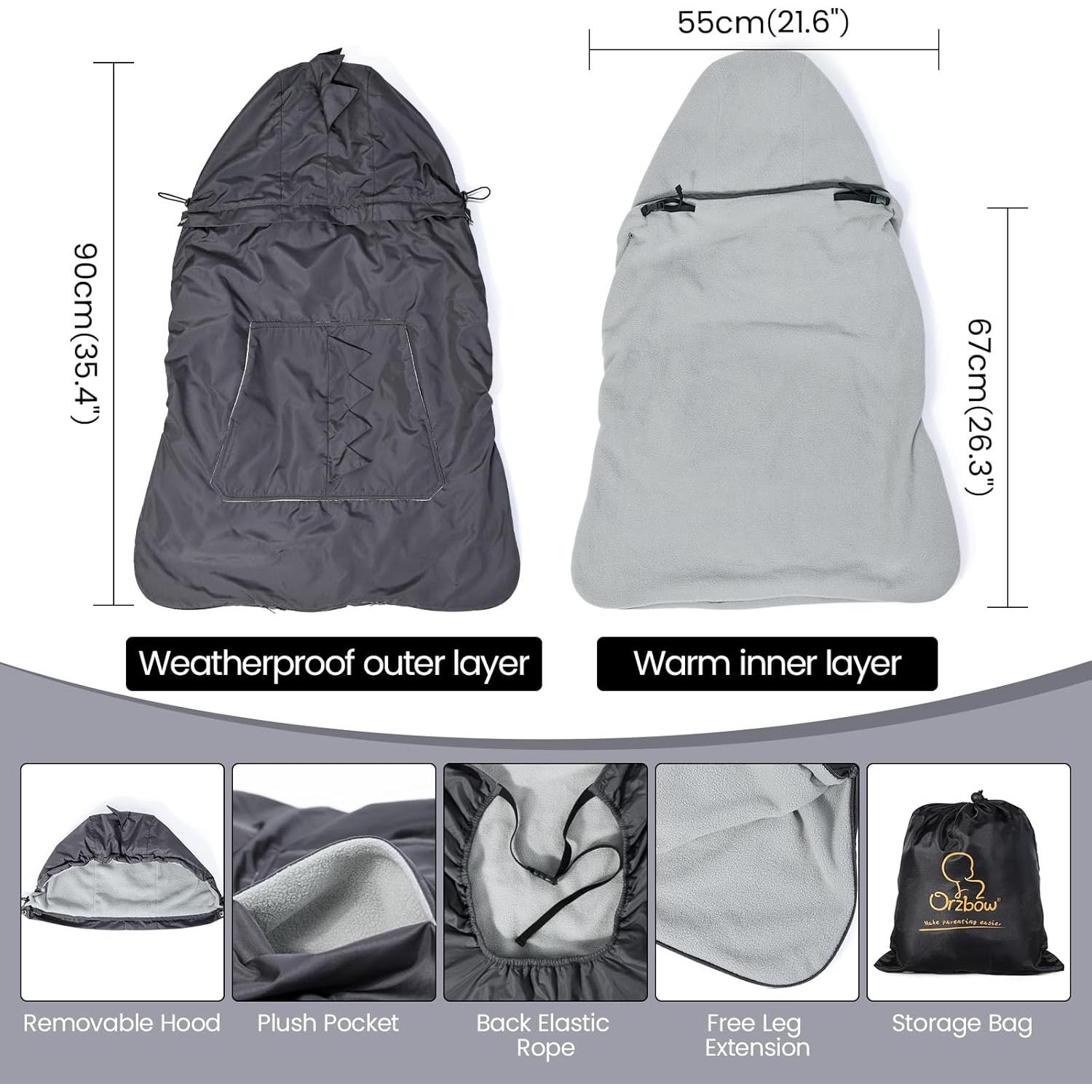 Cubierta para Portabebés Orzbow Gris Oscuro 3 Temporadas Impermeable