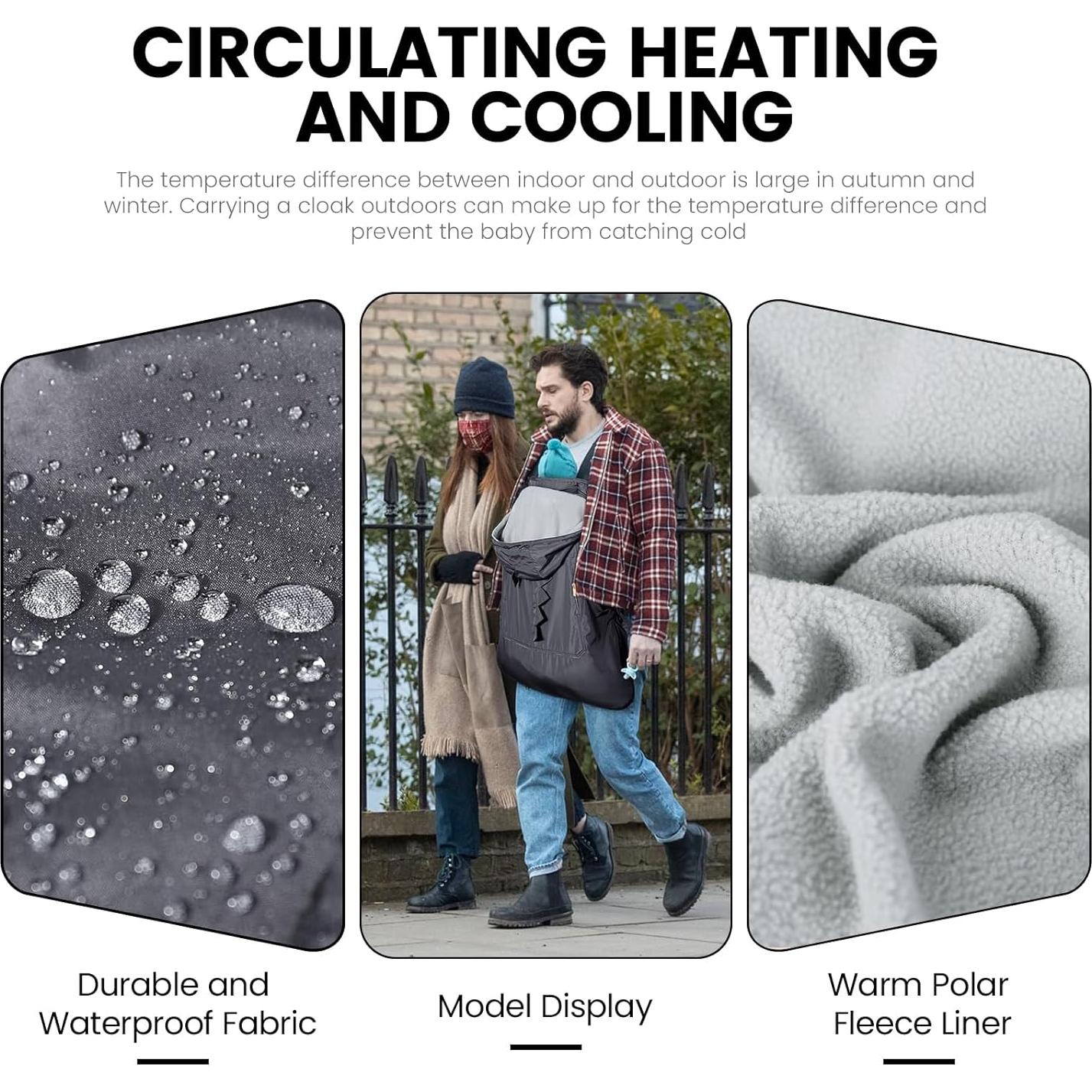 Cubierta para Portabebés Orzbow Gris Oscuro 3 Temporadas Impermeable