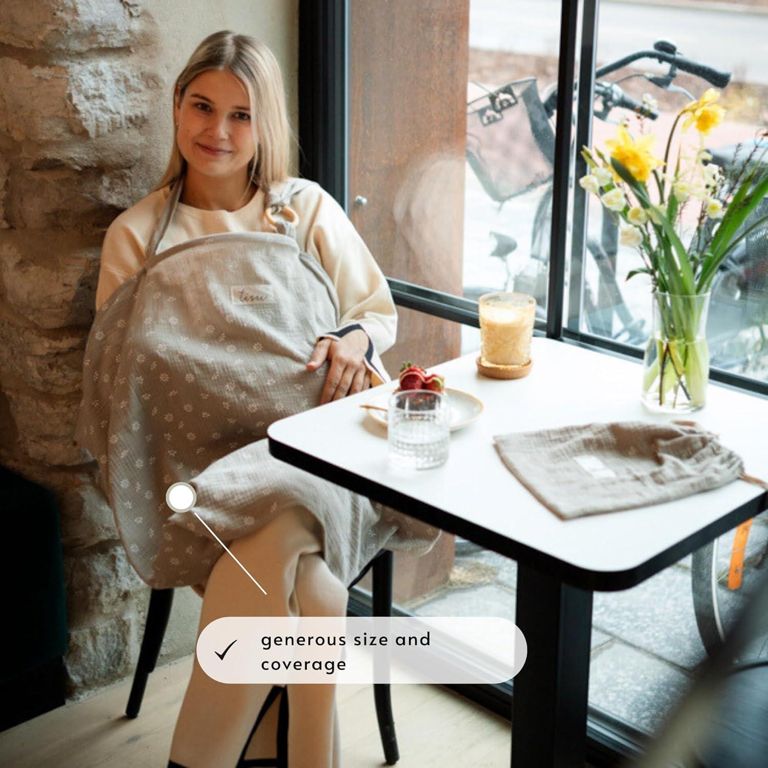 Cubierta de Lactancia TISU Margarita Beige - Muselina Algodón