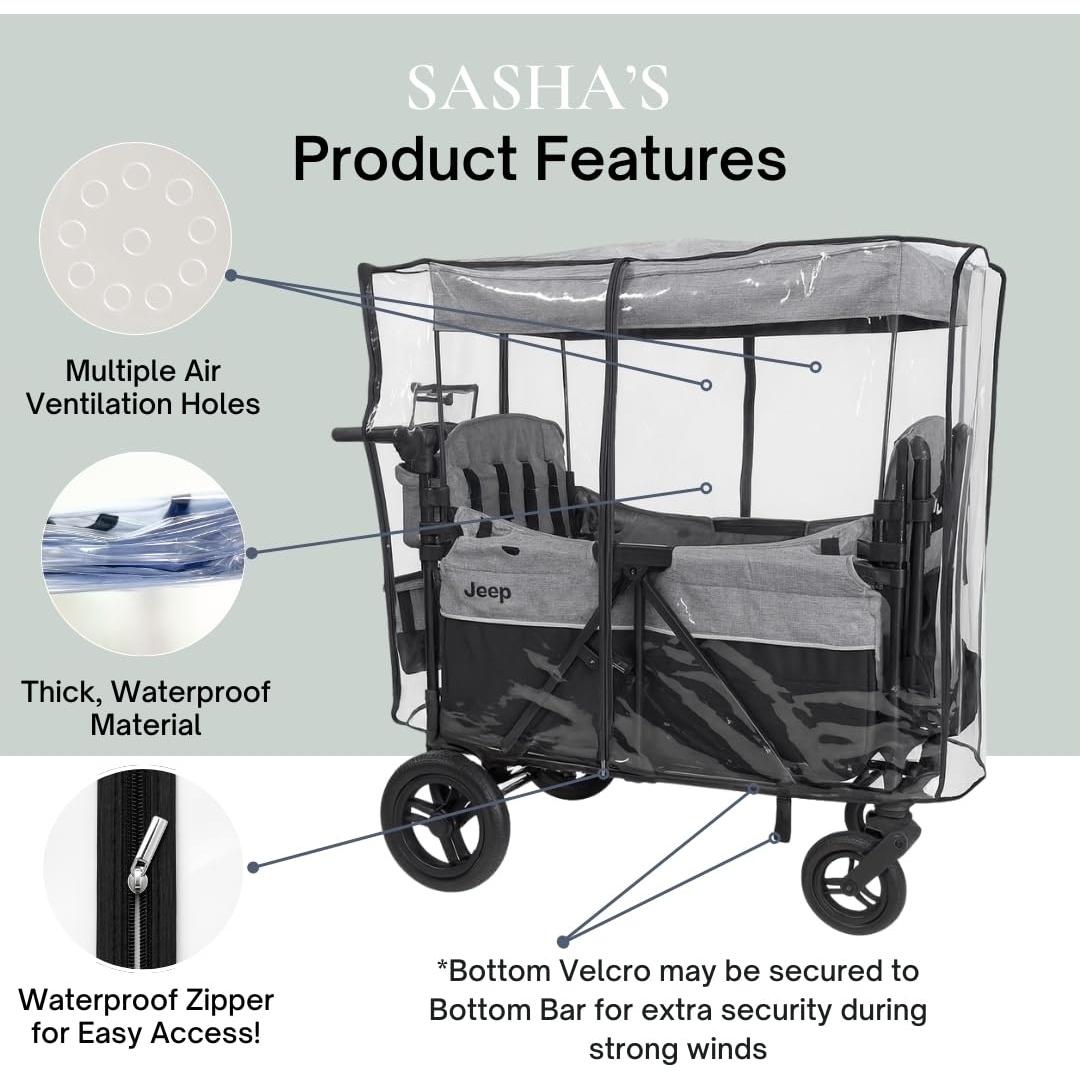 Funda de Lluvia SASHA para Jeep Wrangler Deluxe 4 Asientos - Transparente