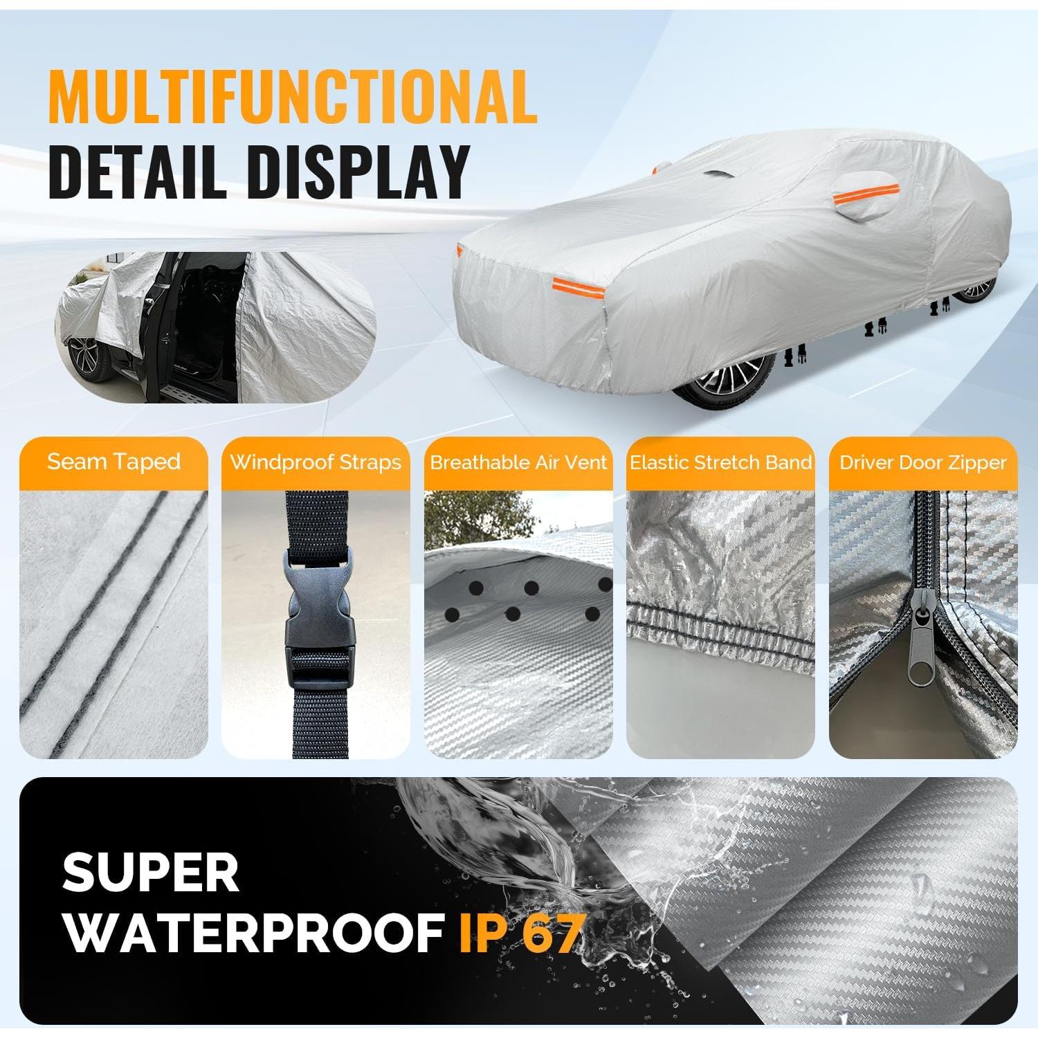 Cubierta de Coche OWEEIO Plata 30 Capas Impermeable Universal