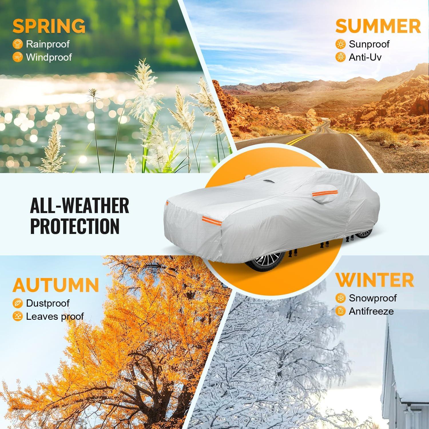 Cubierta de Coche OWEEIO Plata 30 Capas Impermeable Universal